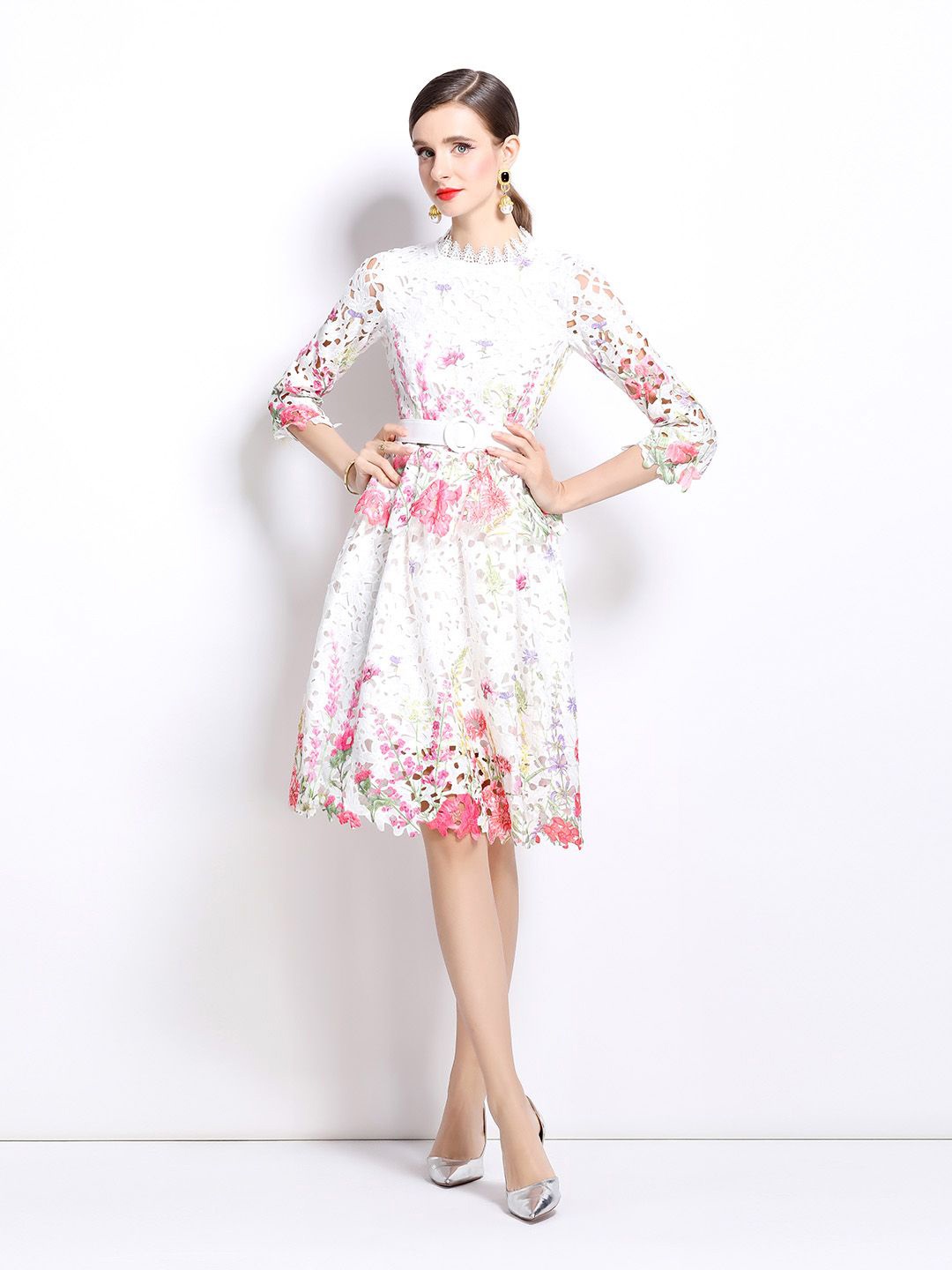 

JC Collection Floral Printed Fit & Flare Dress, Pink