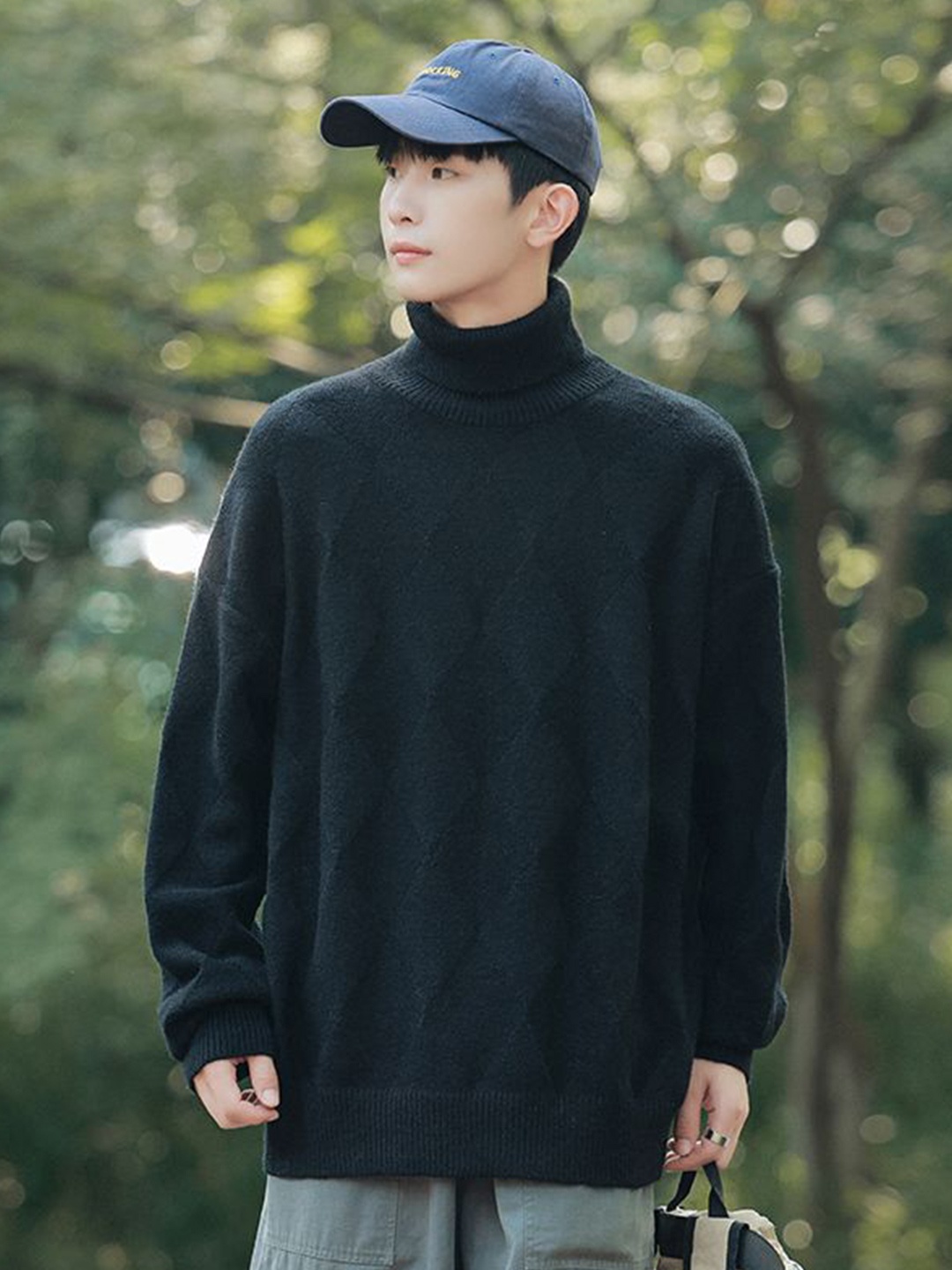 

StyleCast x Revolte Men Turtle Neck Long Sleeves Pullover Sweaters, Black