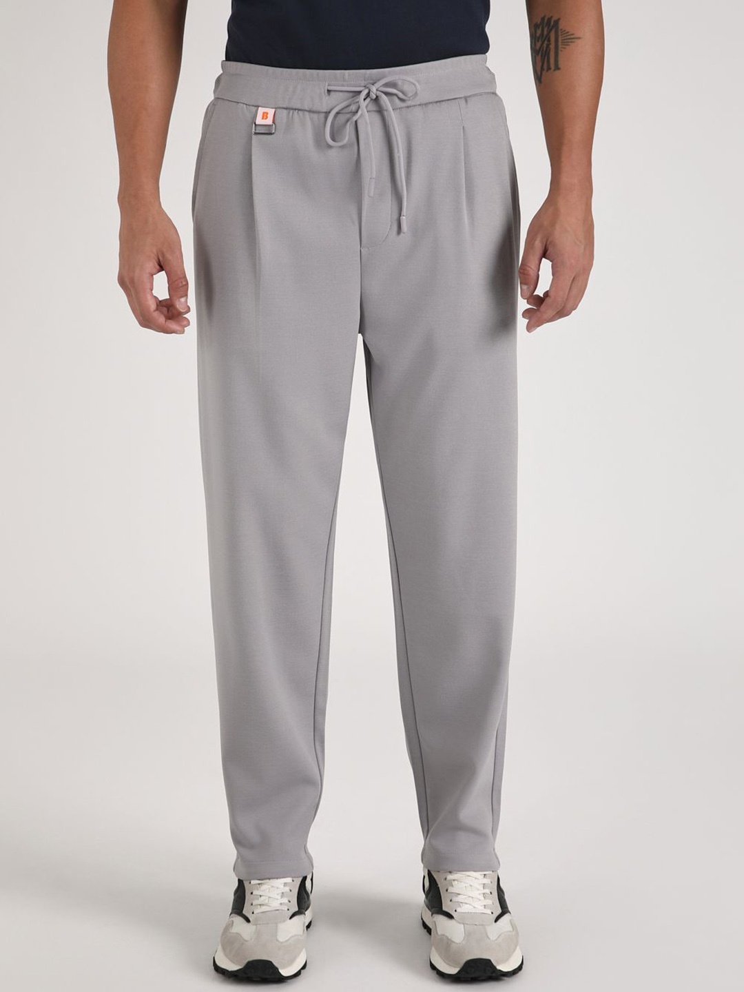 

Banana Club Men Relaxed Pleated Korean Trousers, Grey