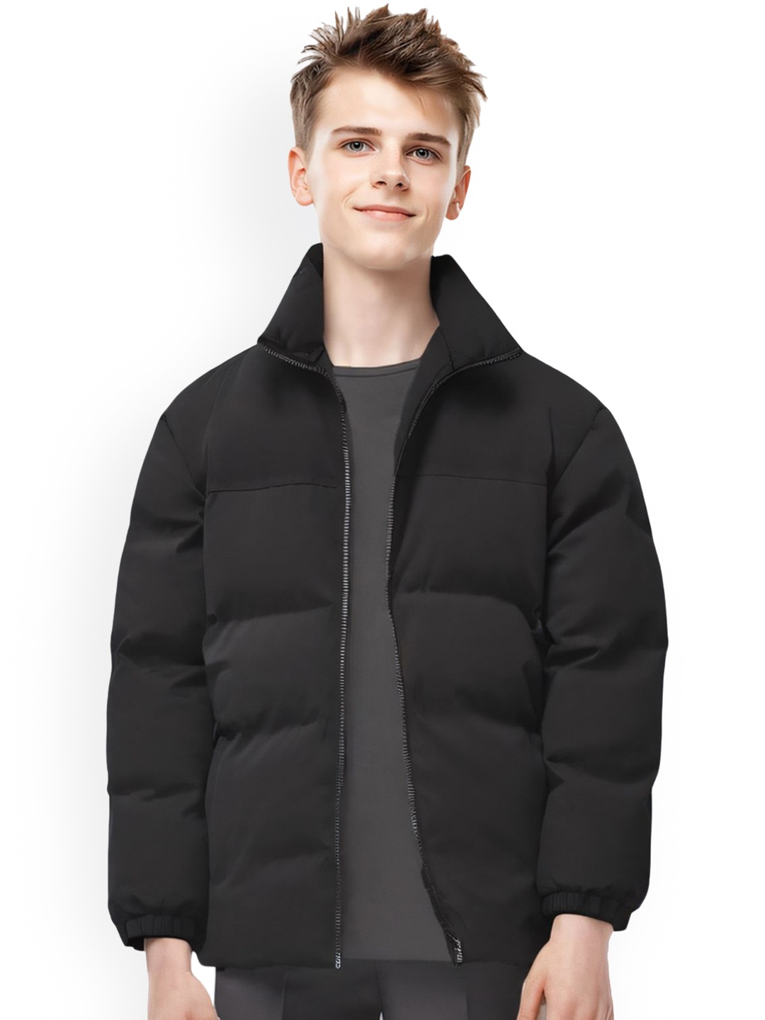 

StyleCast x Revolte Men Mock Collar Padded Jacket, Black