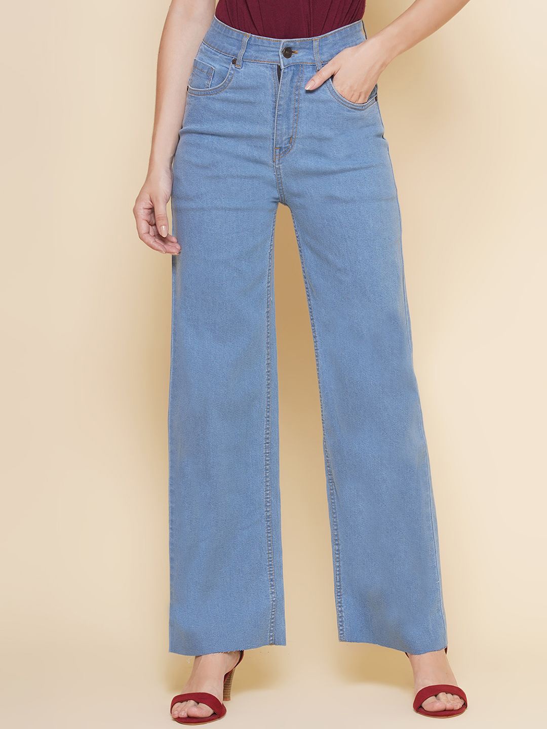 

PUELLA Women Cotton Flared High-Rise Stretchable Casual Jeans, Blue