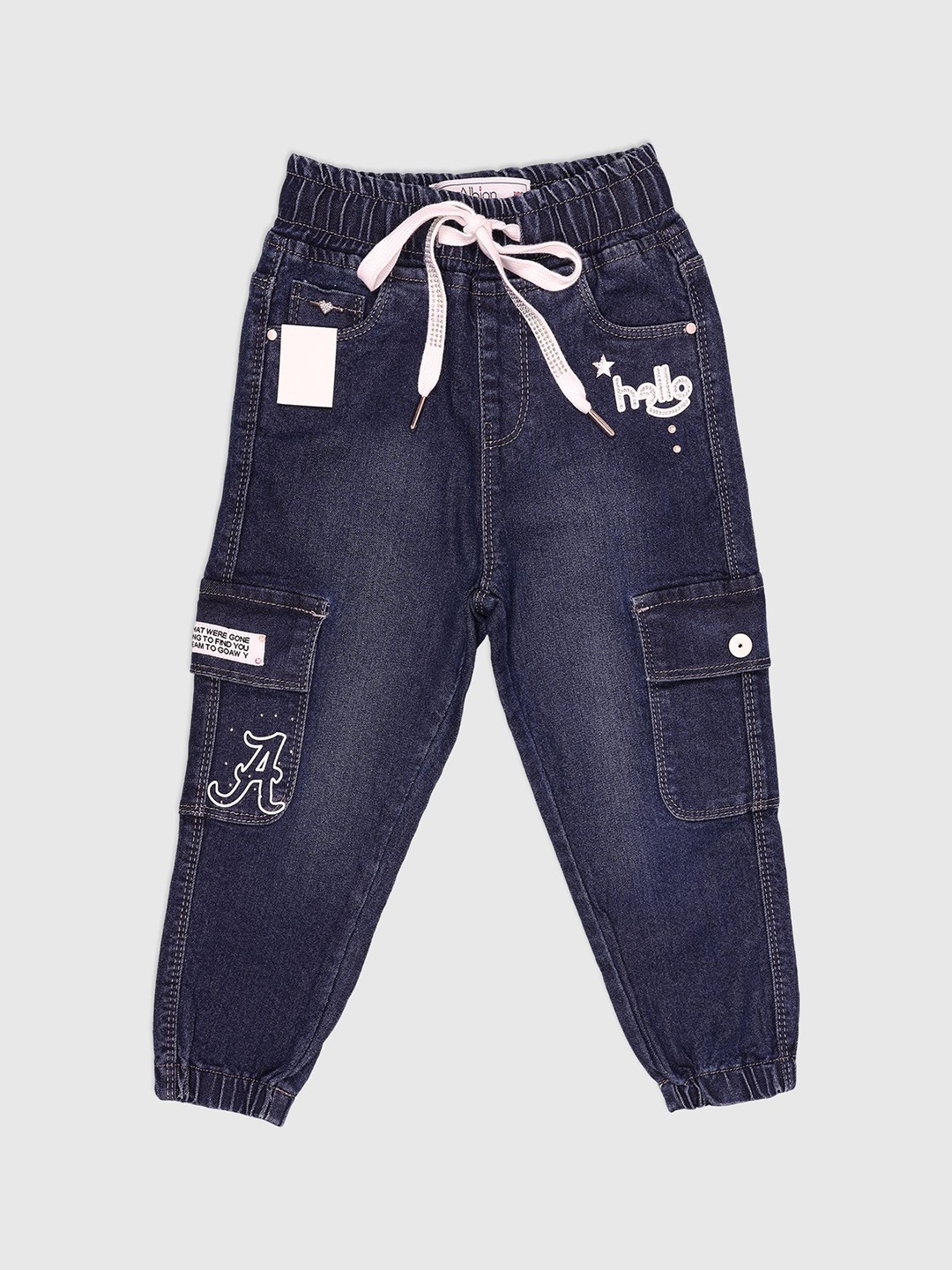 

Albion By CnM Girls Jogger Printed Stretchable Jeans, Blue