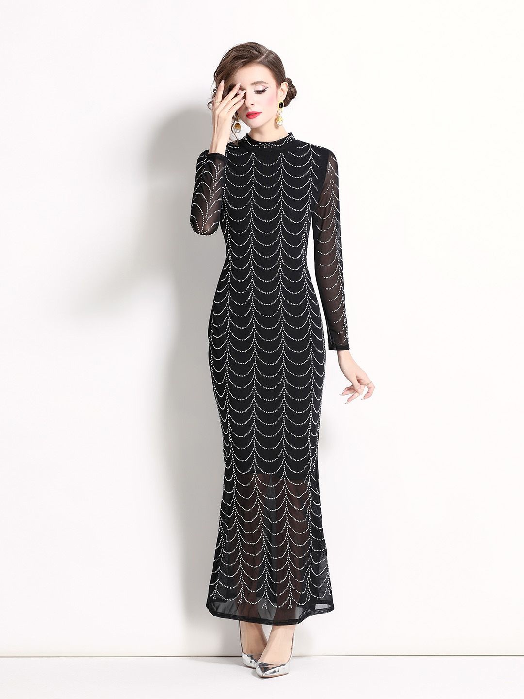 

JC Collection Women Embellished Sheath Maxi Dress, Black