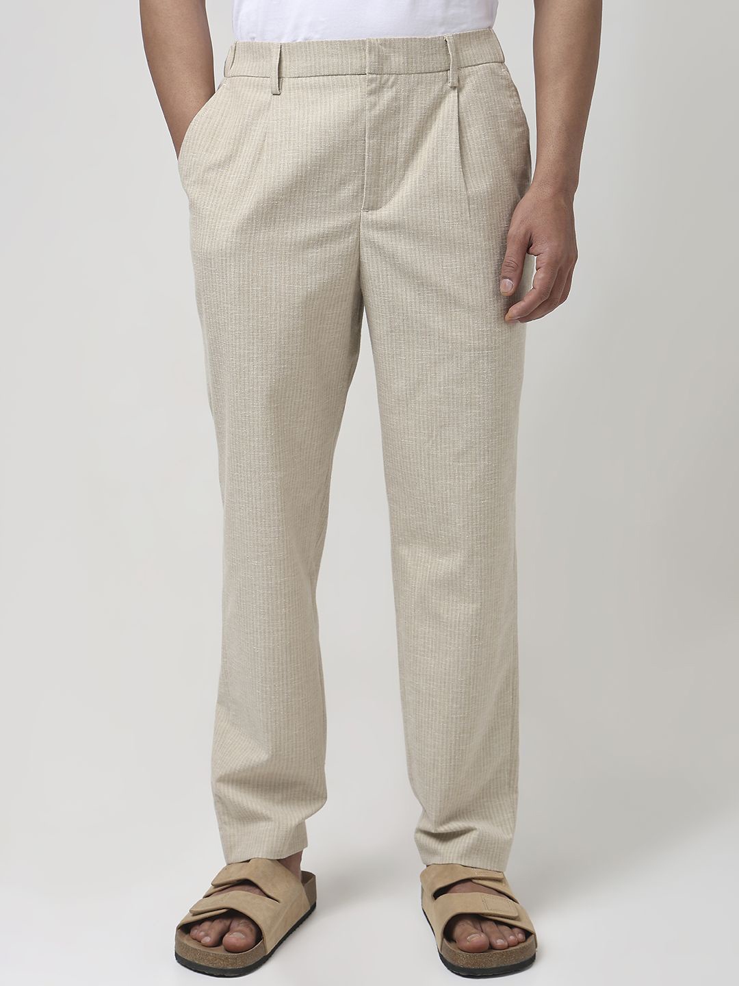 

Mufti Men Tapered Fit Regular Trousers, Beige