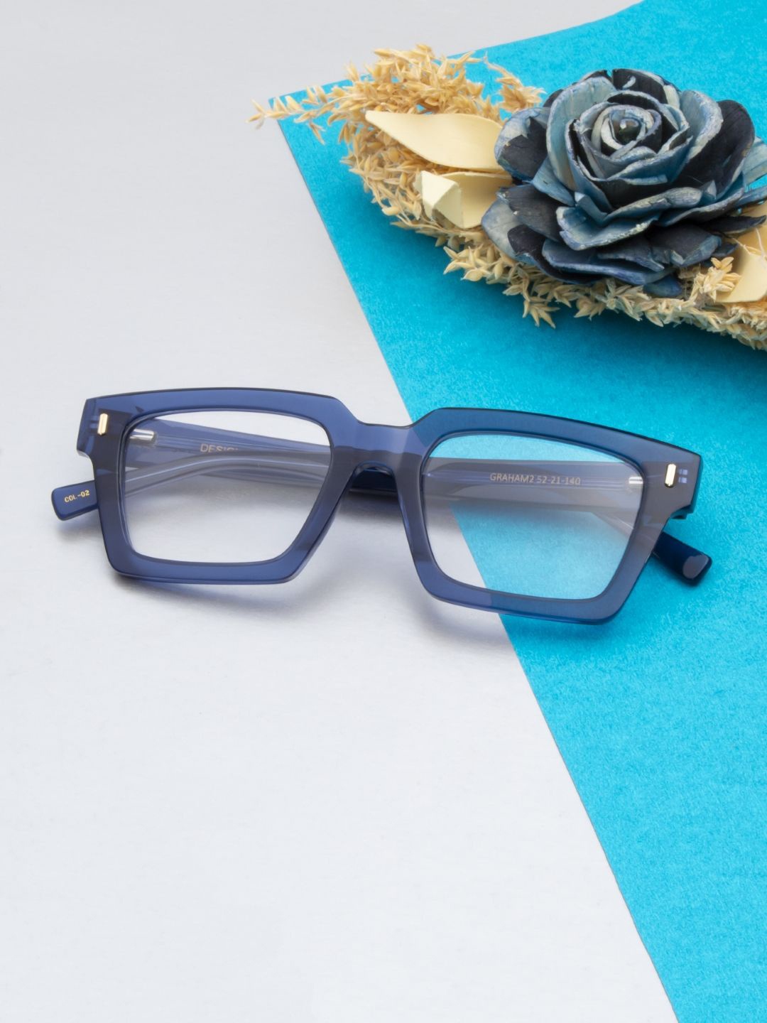 

Ted Smith Unisex 100% Acetate Full Rim Square Frames, Blue