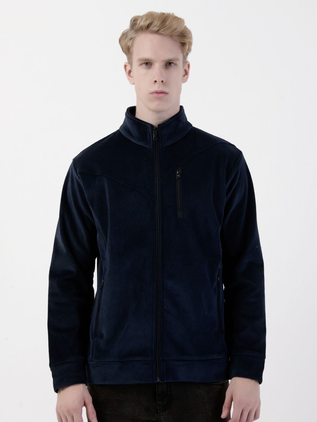 

Albion By CnM Men Mock Collar Sweatshirt, Navy blue