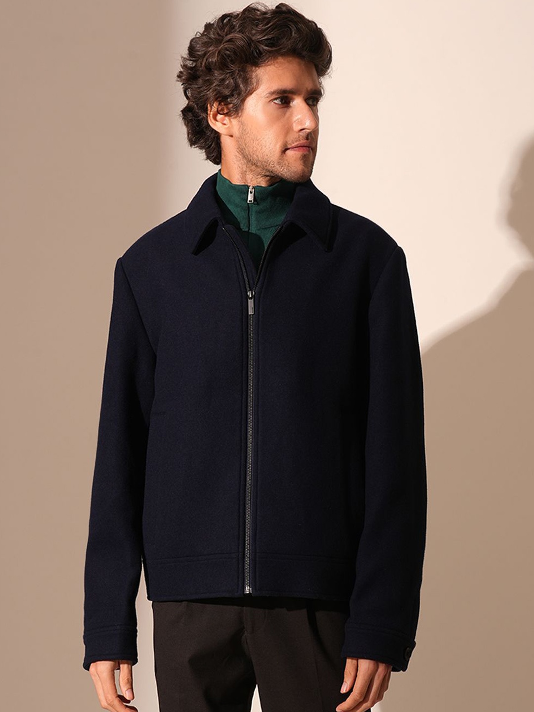 

SELECTED Men Woollen Bomber Jacket, Blue