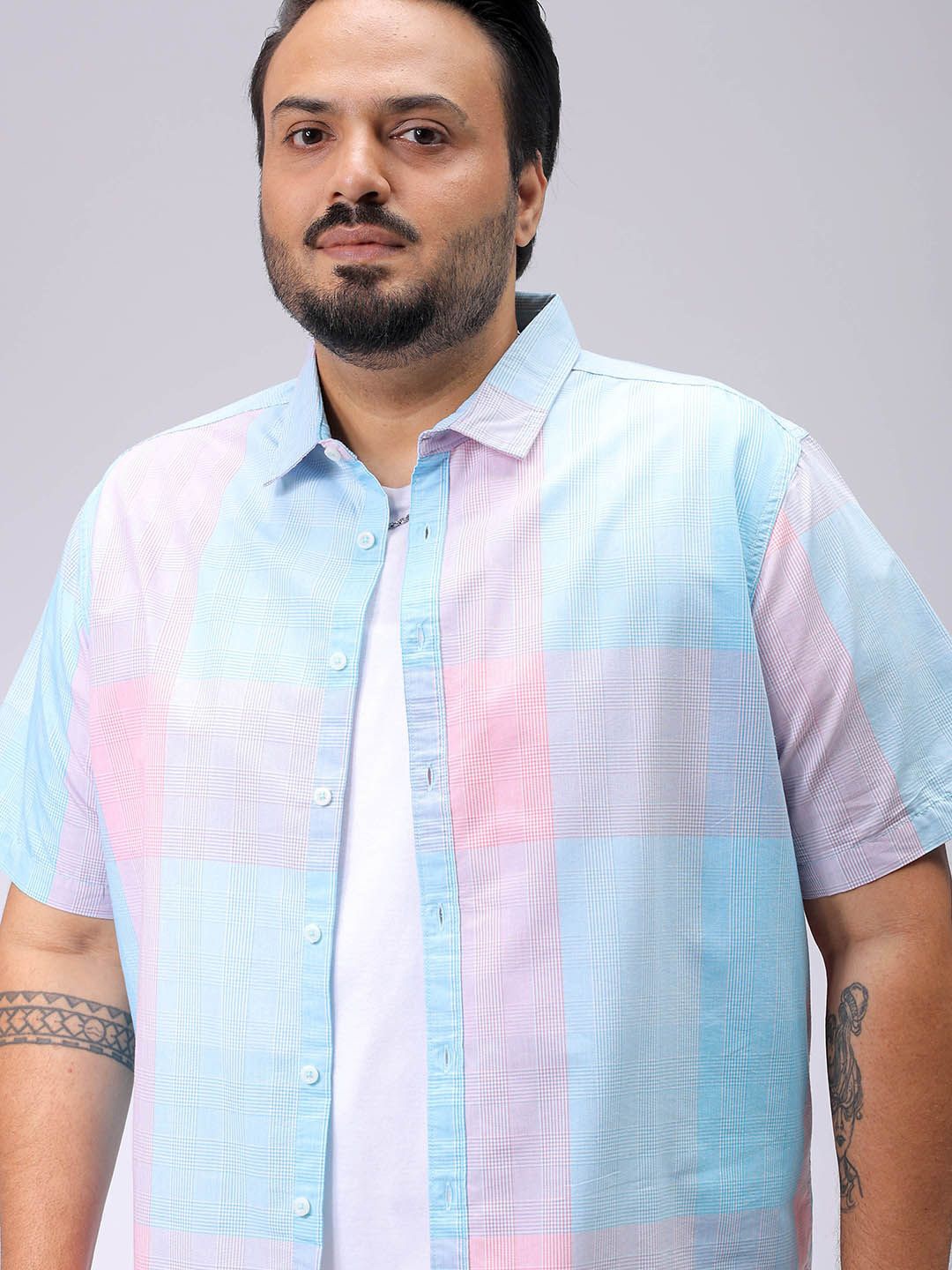 

Hardsoda by The Indian Garage CoMen Plus Size Checked Casual Shirt, Blue