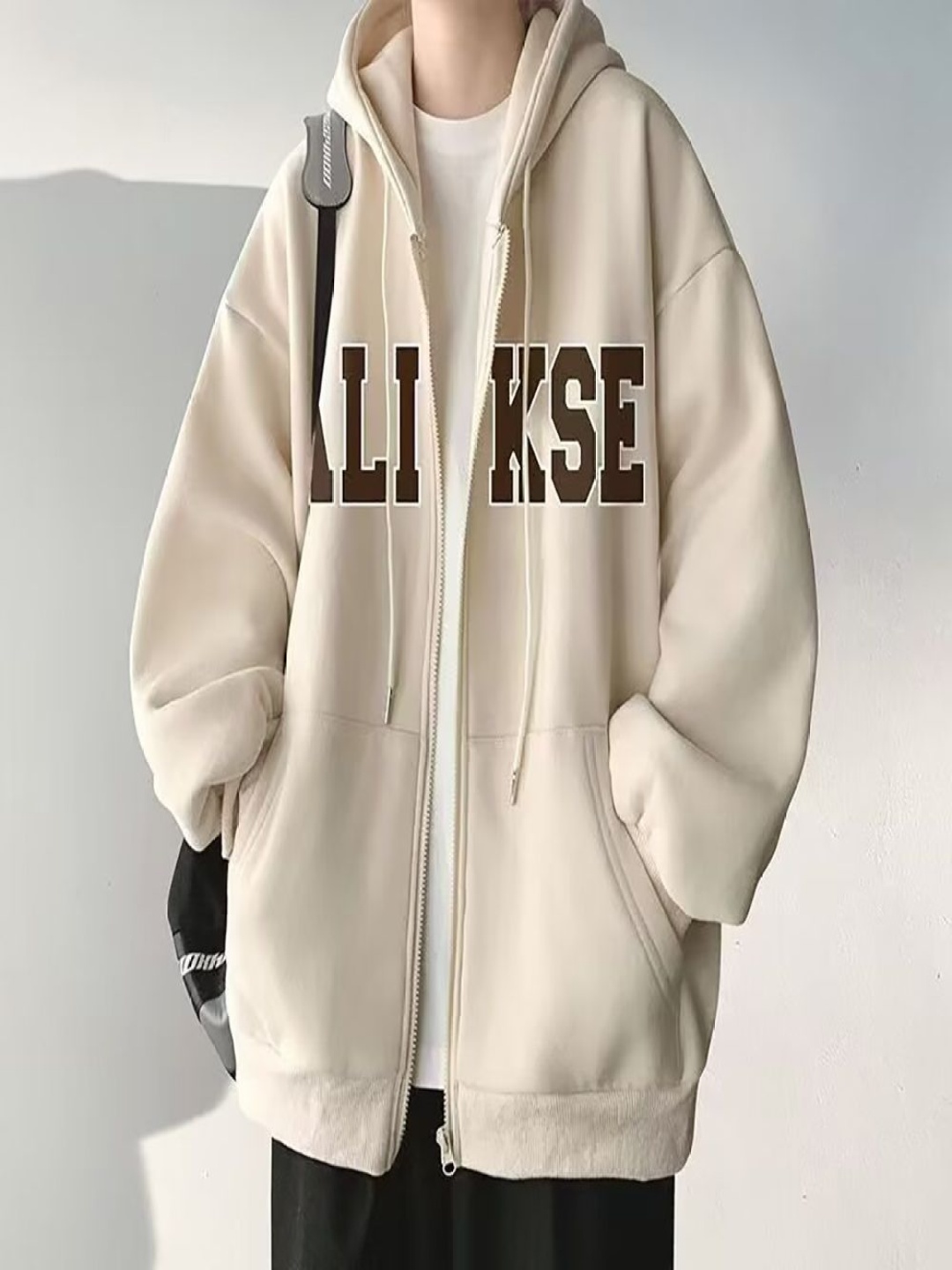 

StyleCast x Revolte Men Typography Printed Hooded Sweatshirt, Beige