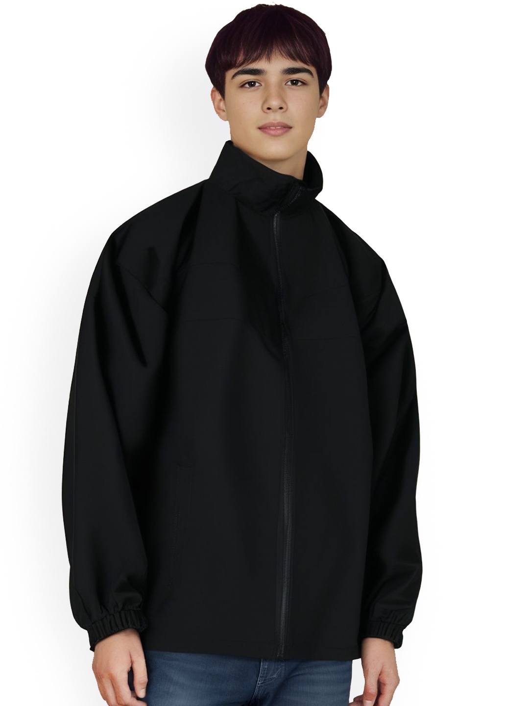 

StyleCast x Revolte Men Colourblocked Lightweight Bomber Jacket, Black