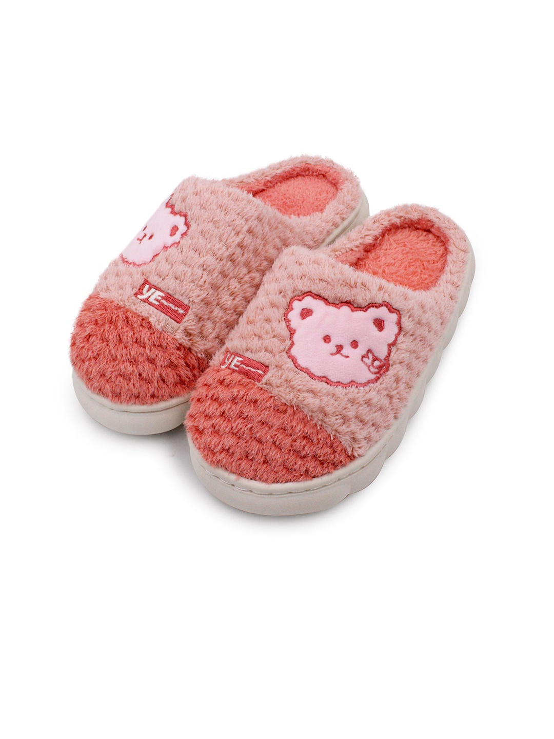 

JENNA Women Self Design Fur Winter Room Slippers, Red