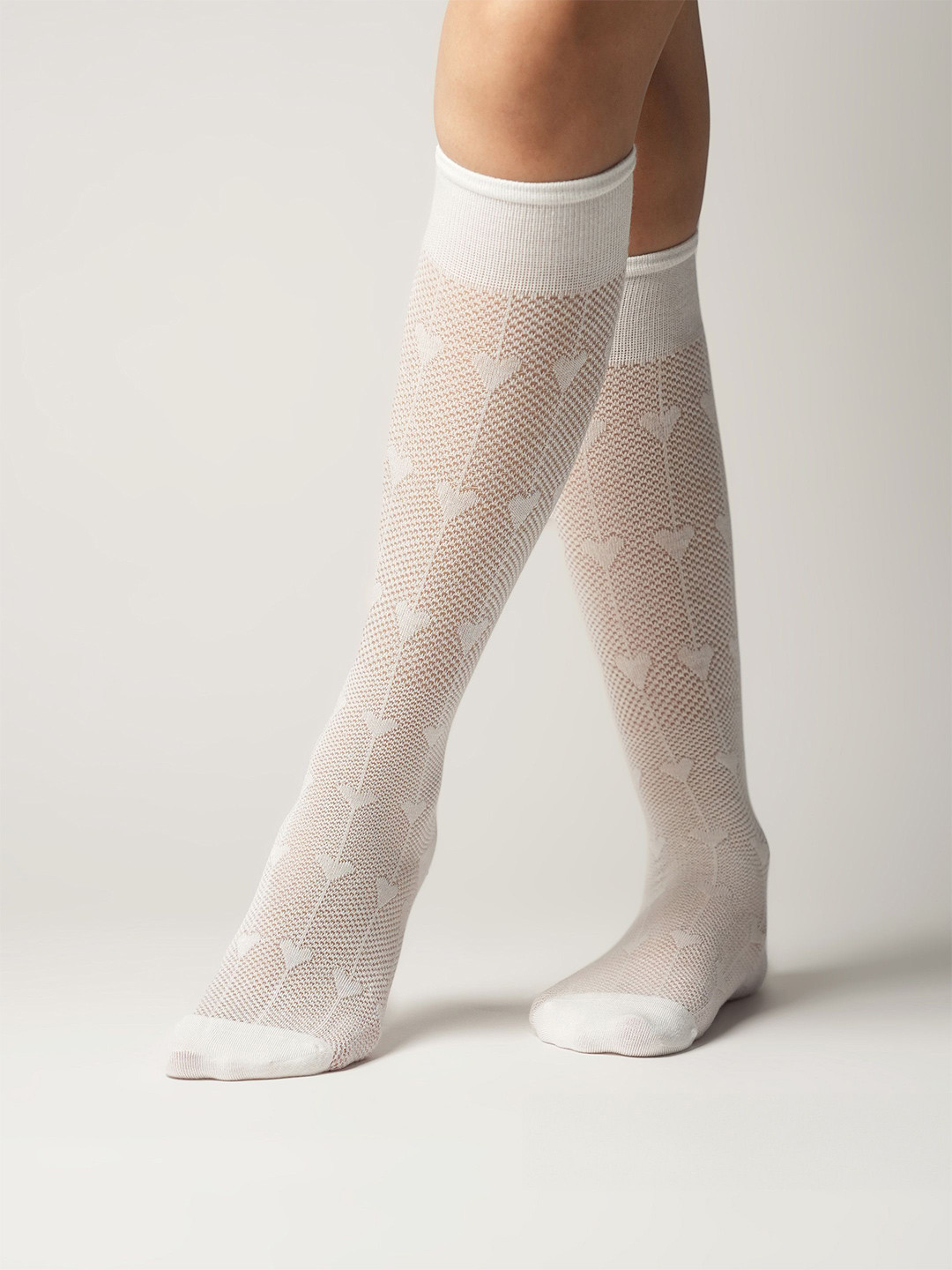 

Theater Women Patterned Calf Length Socks, White