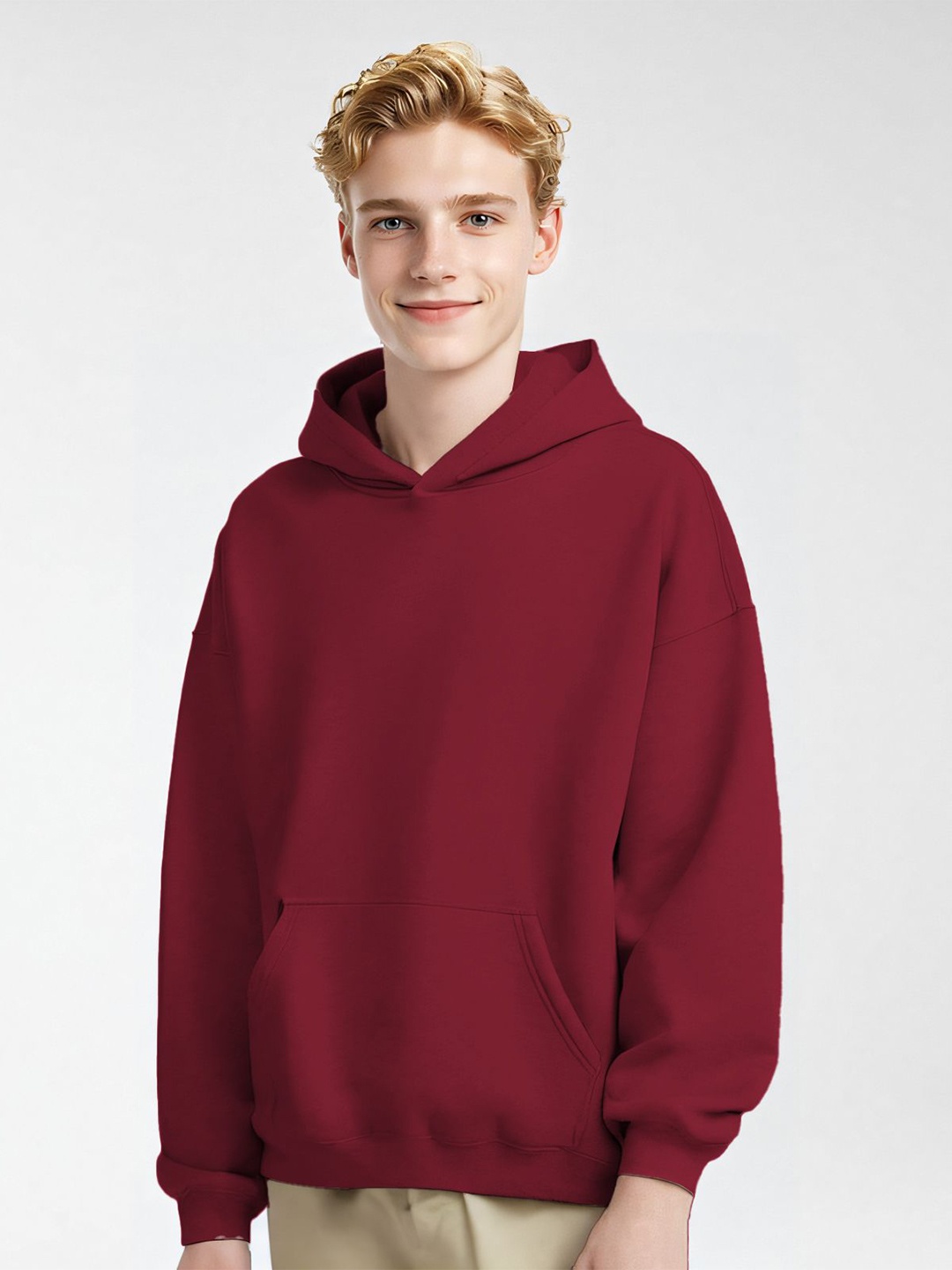 

StyleCast x Revolte Men Cotton Hooded Sweatshirt, Maroon