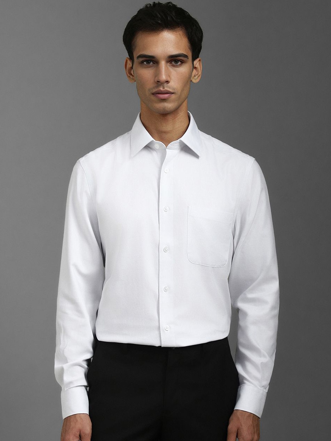 

Louis Philippe Men Classic Self Design Formal Shirt, White