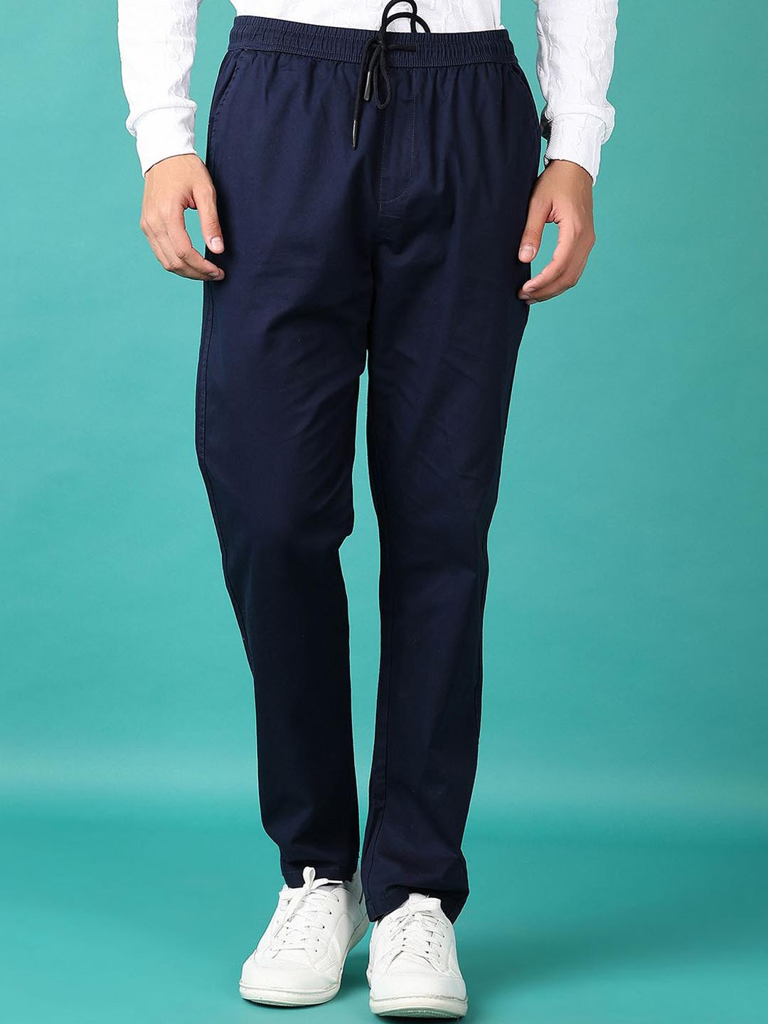 

V-Mart Men Cotton Mid Rise Regular Fit Track Pants, Navy blue