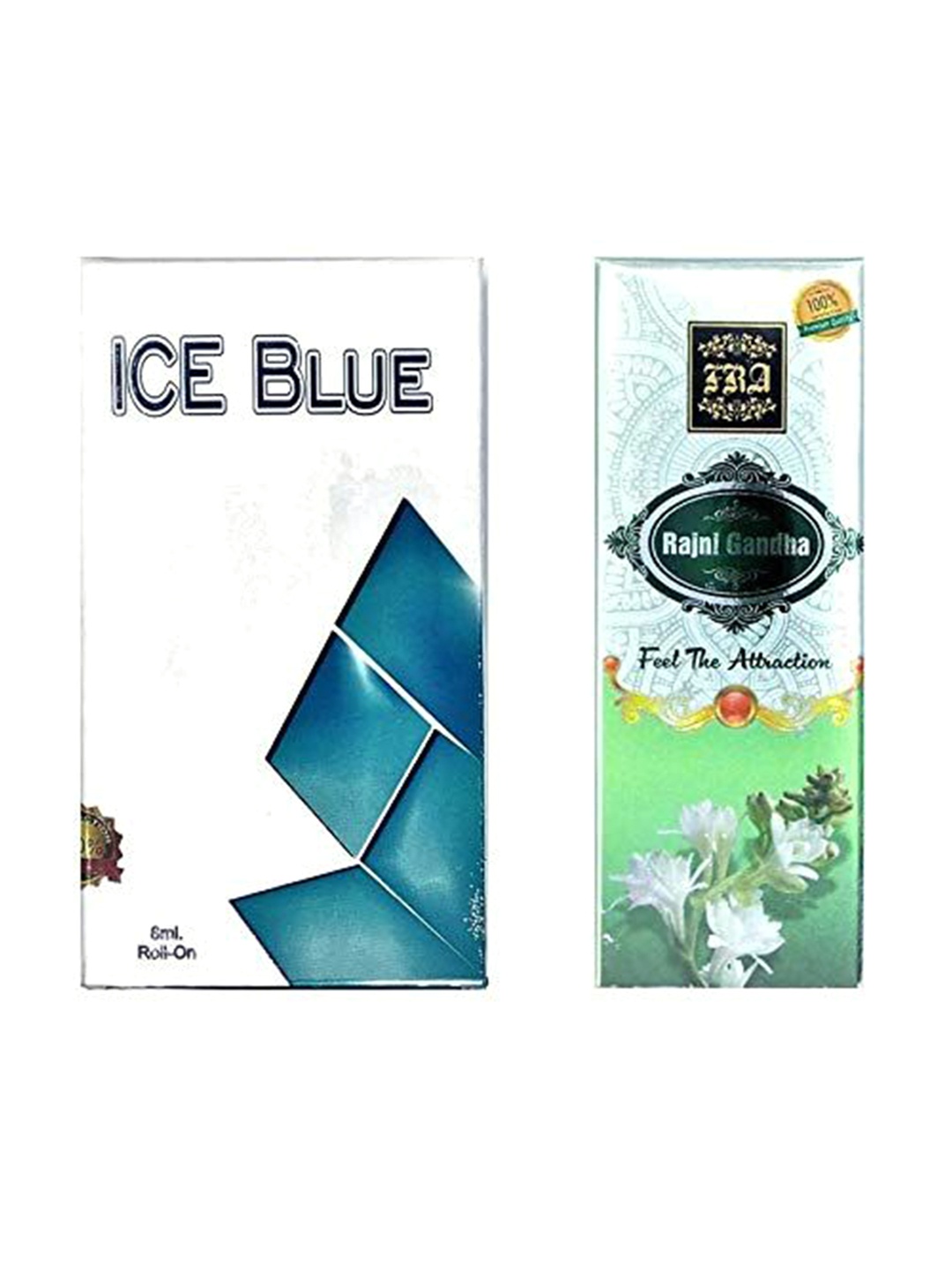 

RAVIOUR LIFESTYLE Set Of 2 Ice Blue & Rajni Gandha Non-Alcoholic Attar - 8 ml Each, Transparent