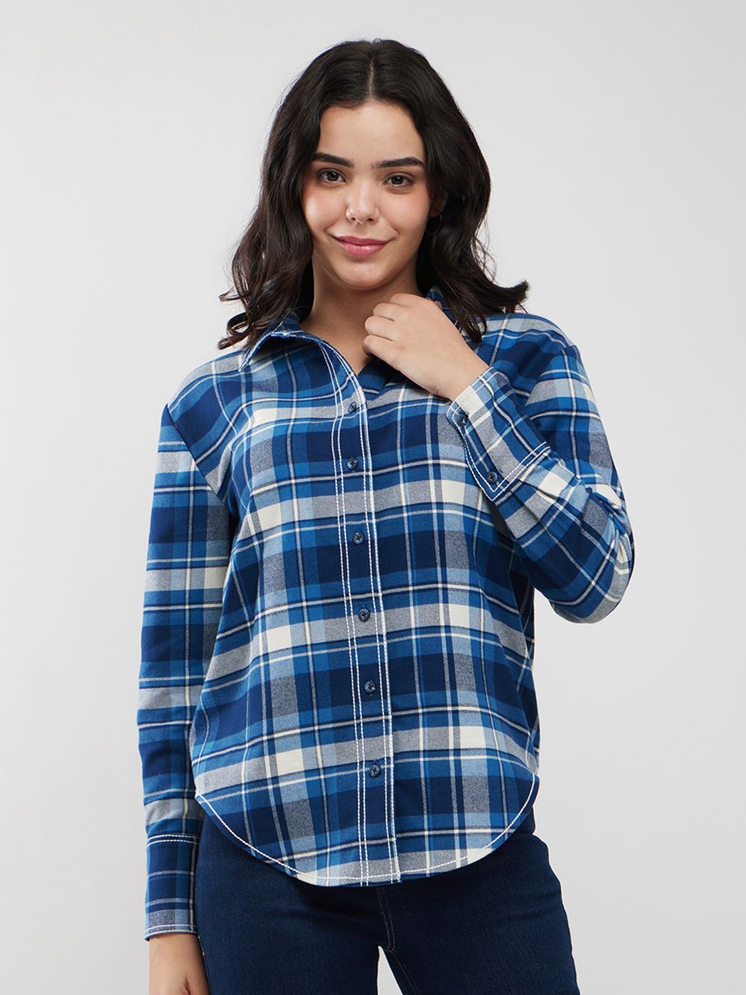 

FableStreet Checked Casual Shirt, Blue