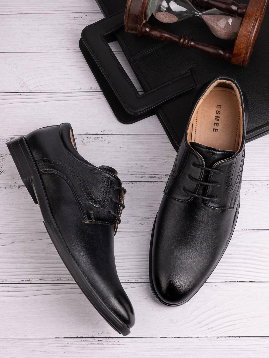 

ESMEE Men Lace-Ups Formal Derbys Shoes, Black
