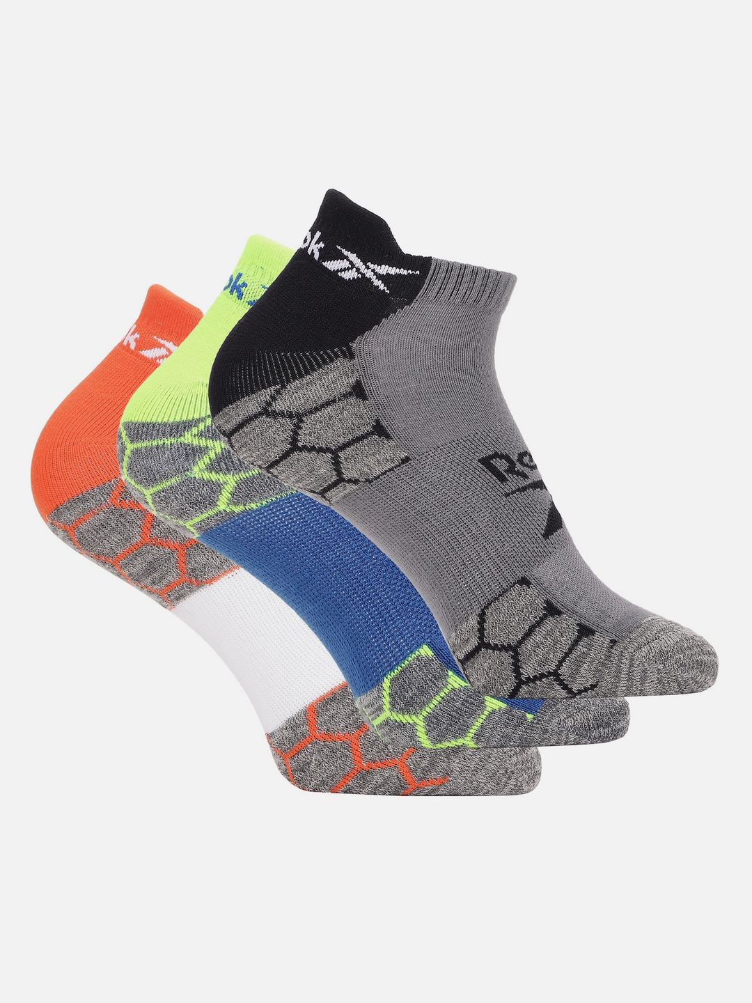 

Reebok Men Pack Of 3 Pure Cotton Ankle-Length Socks, Grey