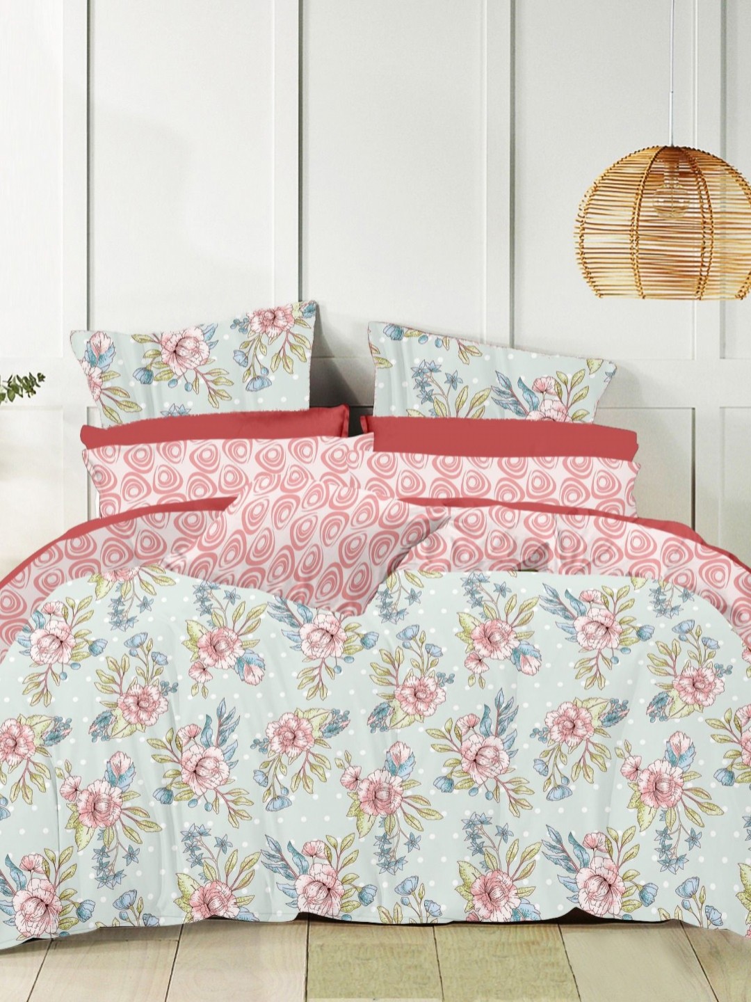 

Ariana Blue & White Floral 144 TC Queen Bedsheet with 2 Pillow Covers