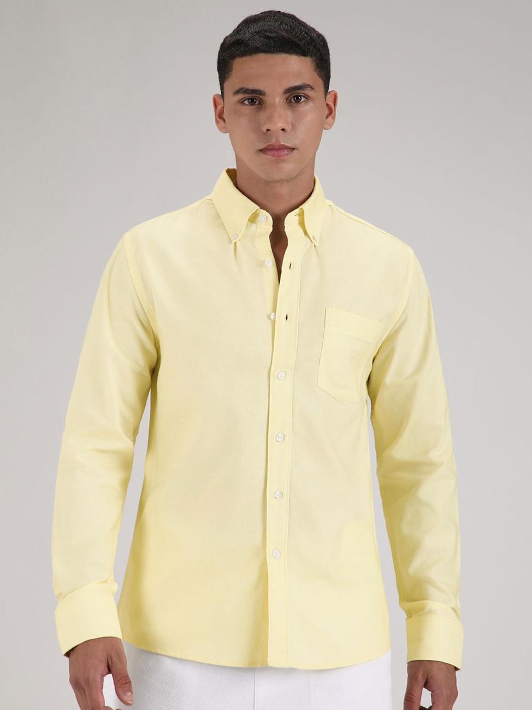 

Banana Club Men Classic Slim Fit Opaque Casual Shirt, Yellow