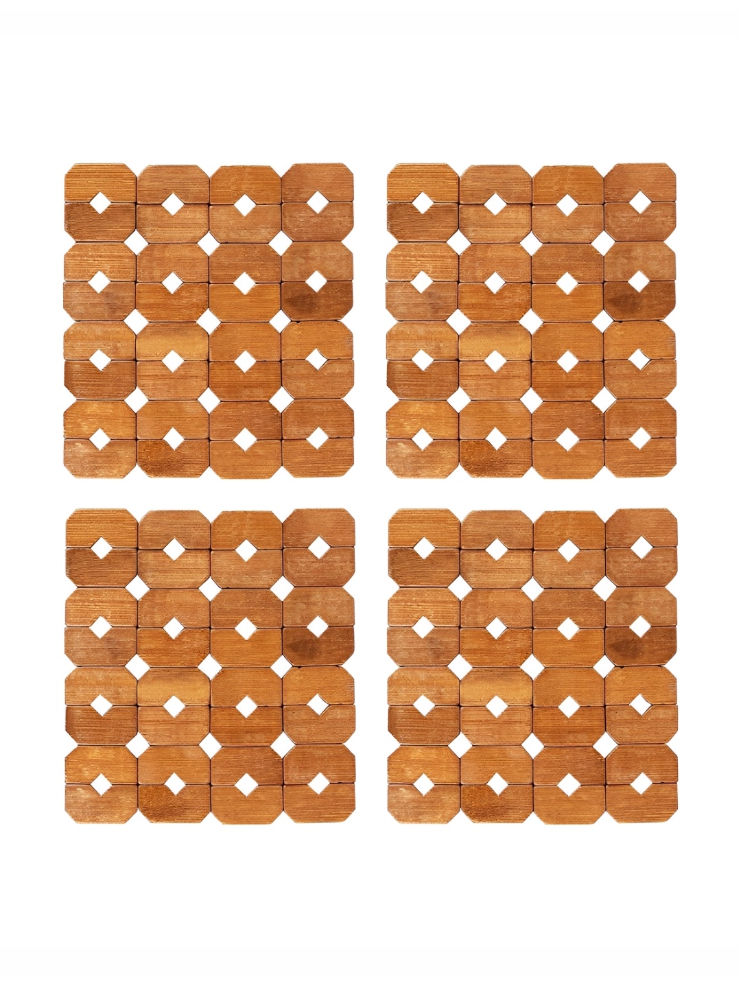 

HOKIPO Brown 4 Pieces Textured Bamboo Square Coasters