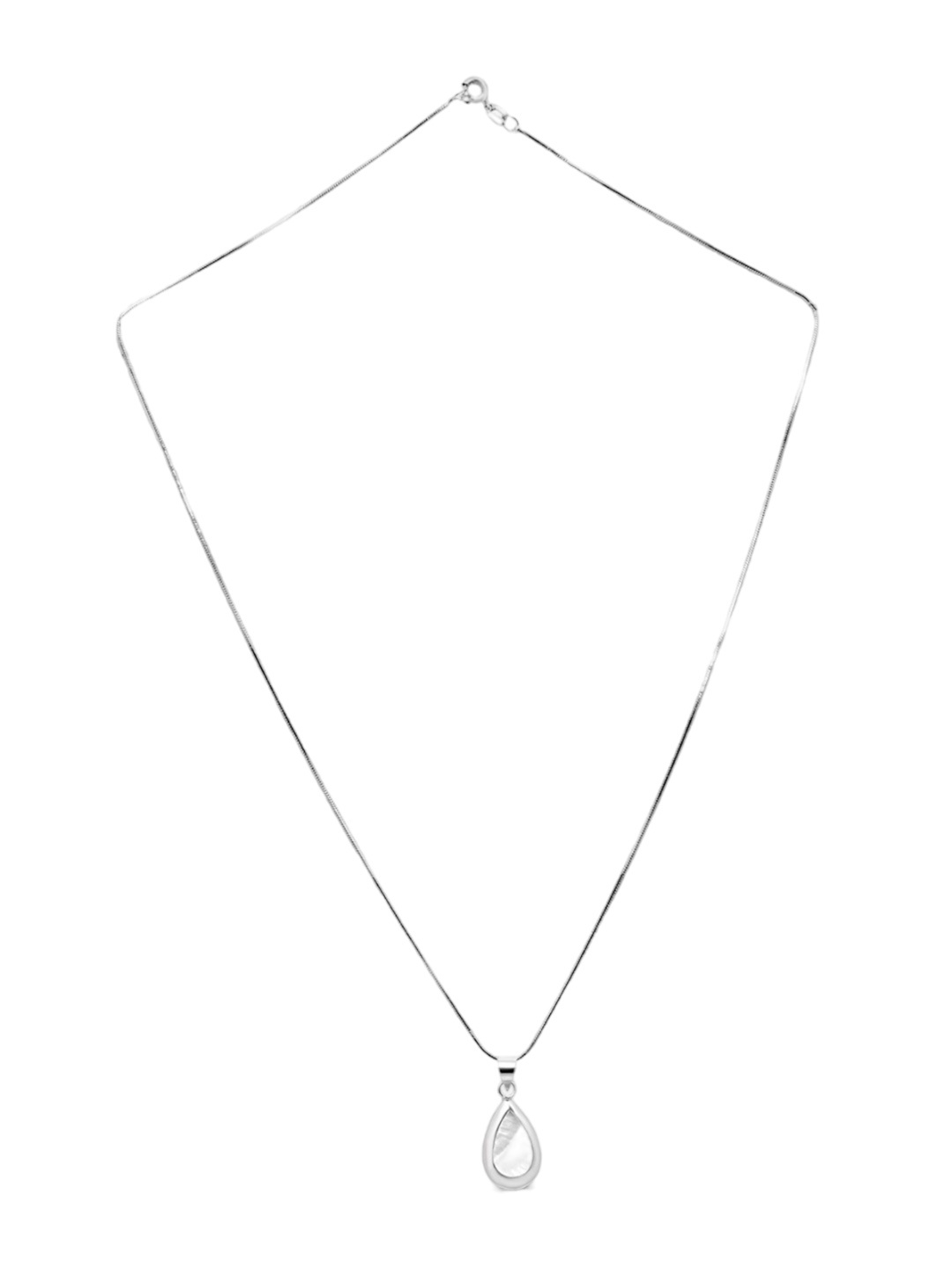 

925 SILLER 925 Pure Silver Almond Shaped Polished Chain Pendant