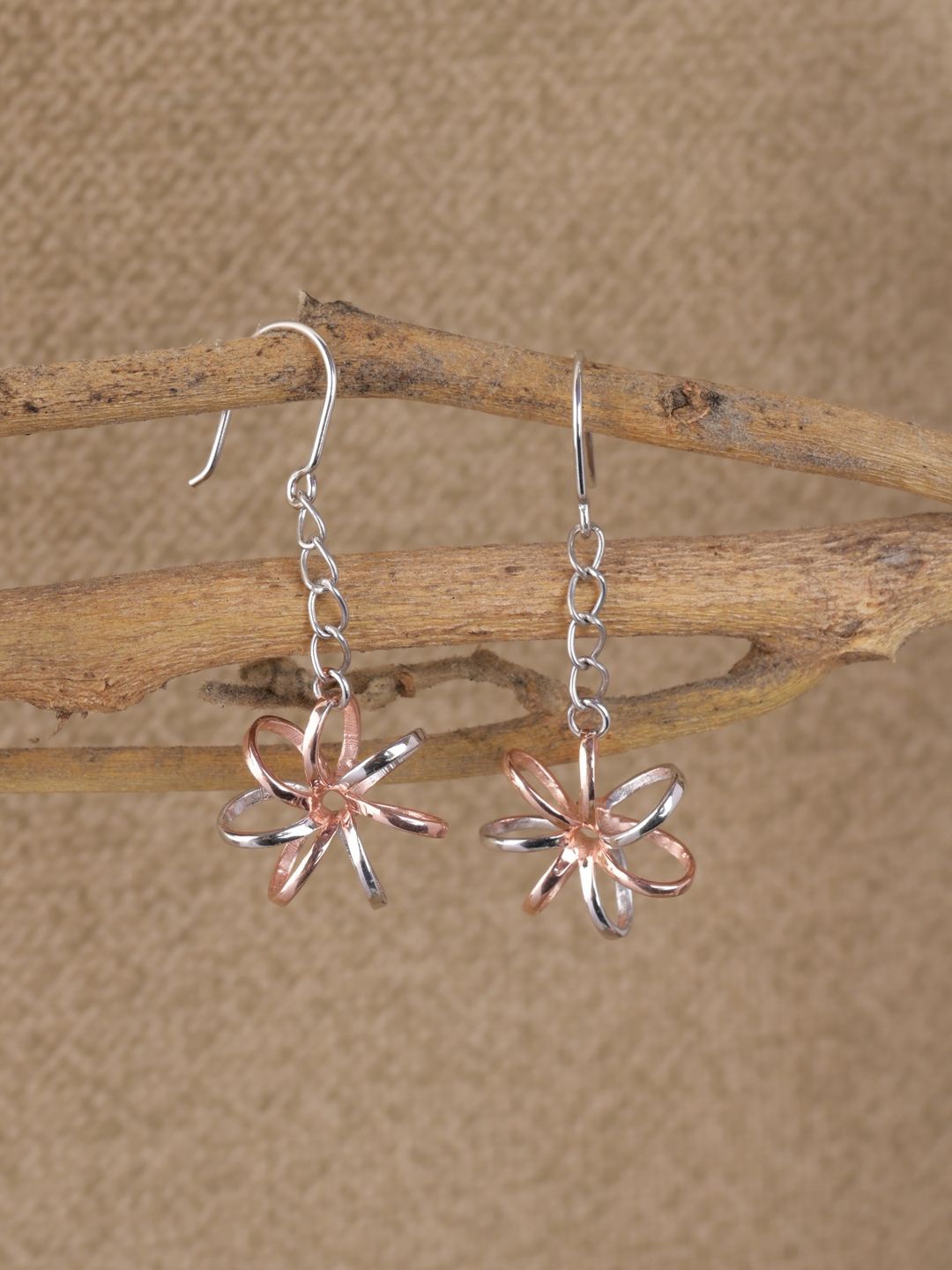

Clara 925 Sterling Silver Rose Gold-Plated Floral Cora Drop Earrings