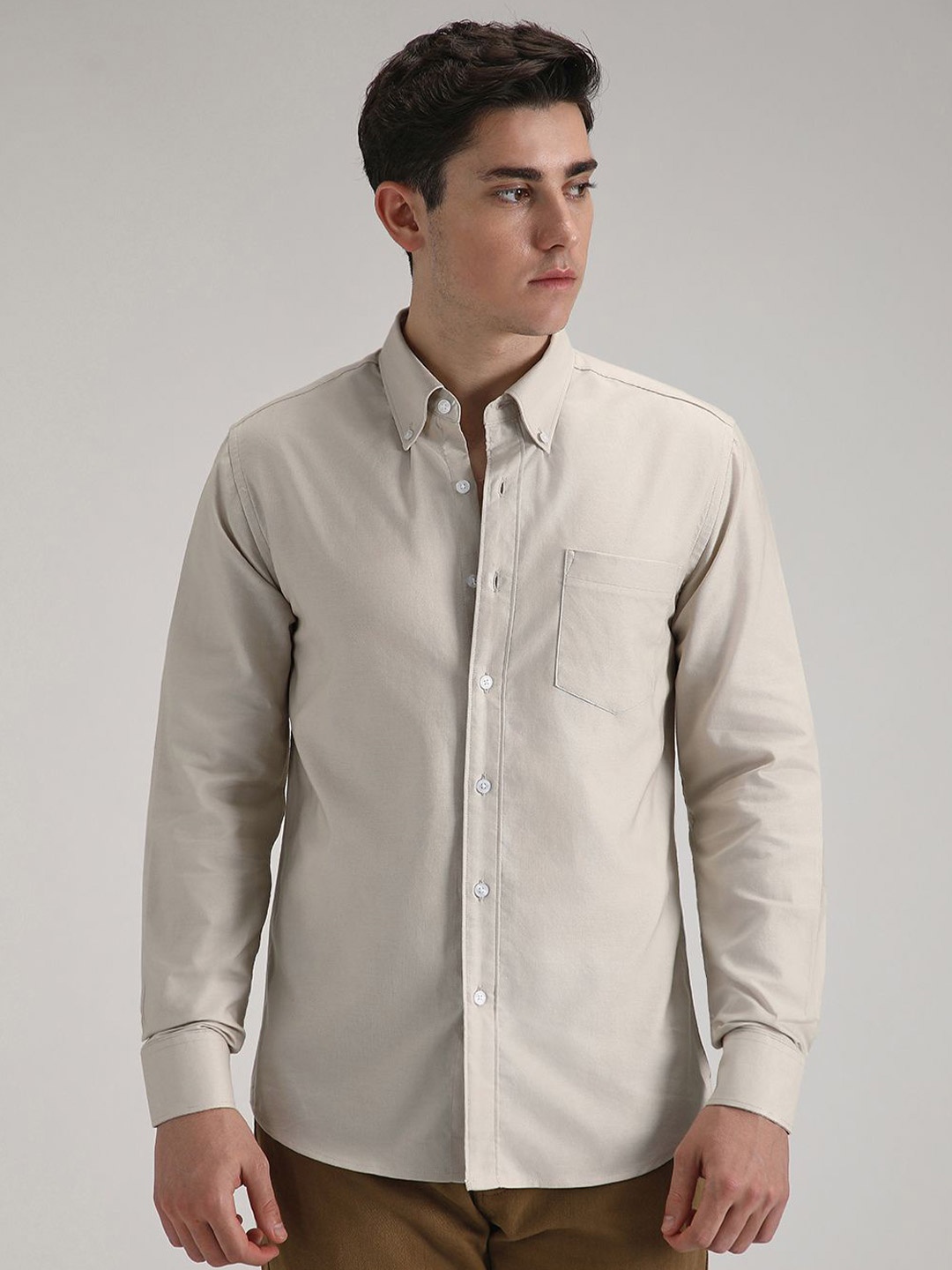 

Banana Club Classic Slim Fit Cotton Oxford Shirt, Beige