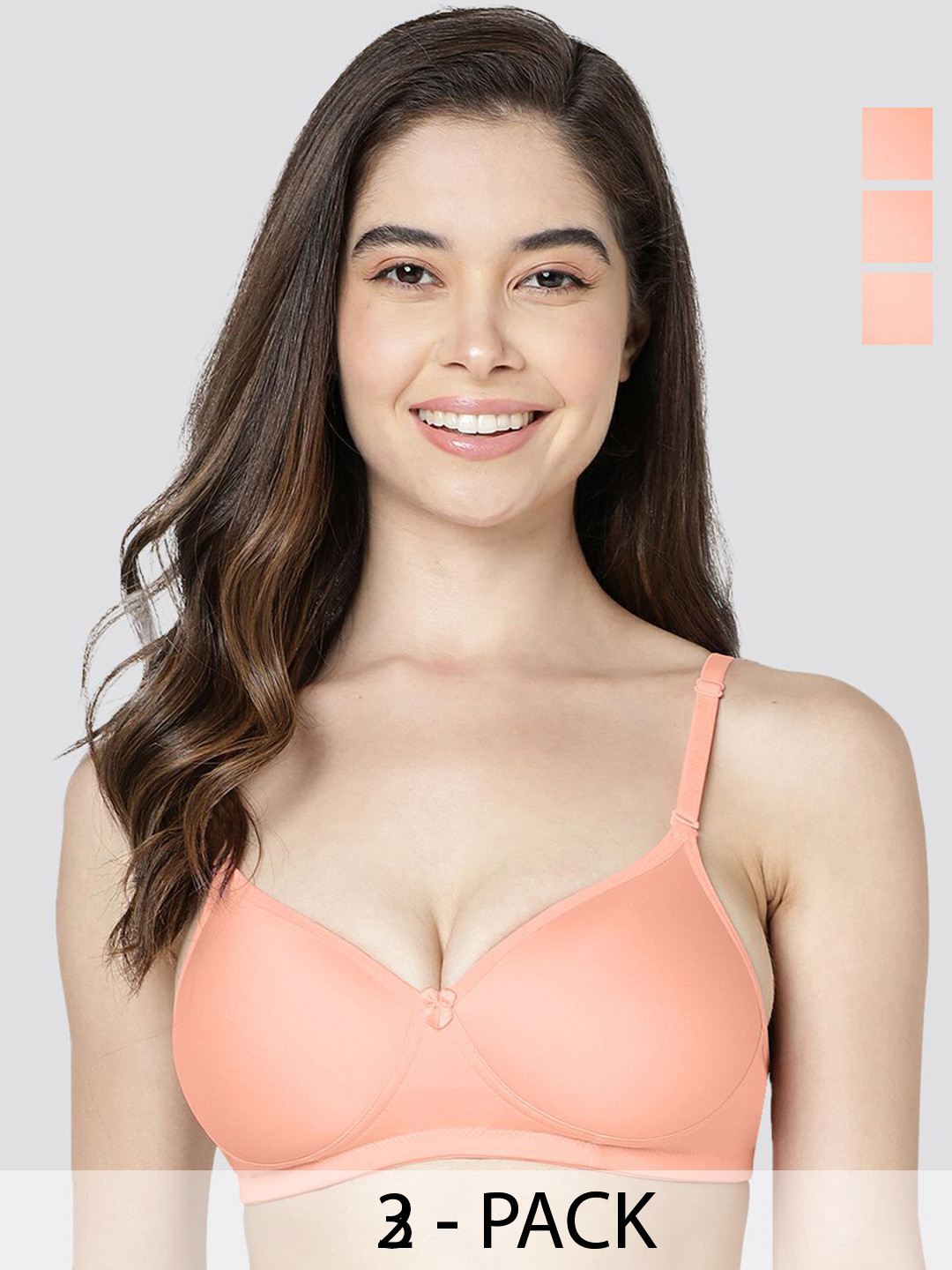 

Kalyani Women Pack of 3 Medium Coverage Lightly Padded and Non-Wired Bra, Peach