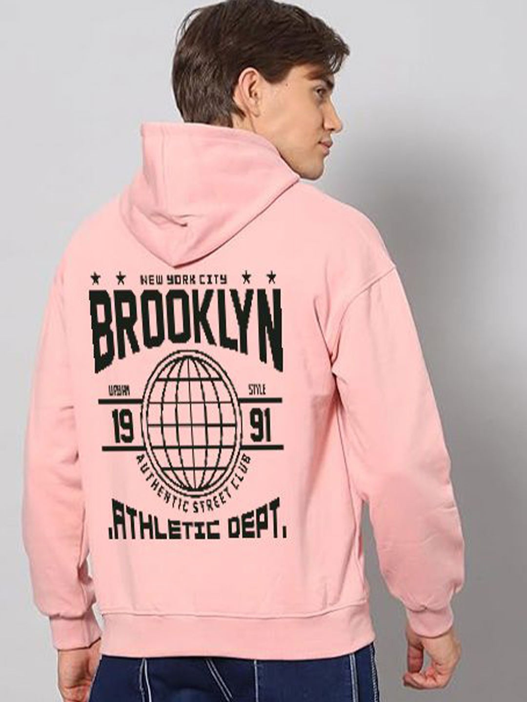 

GLITO Men Printed Storm-Fit Hooded Pullover Sweatshirt, Peach