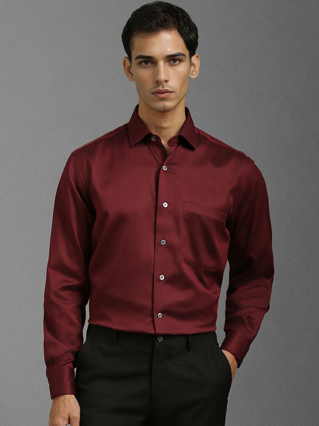 

Luxure by Louis Philippe Men Classic Opaque Formal Shirt, Maroon