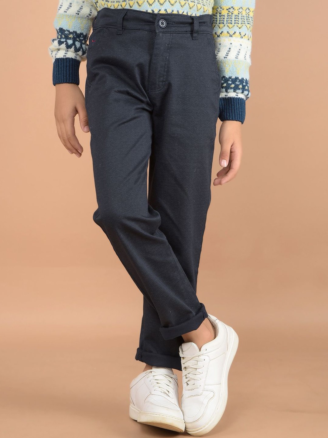 

Crimsoune Club Boys Smart Slim Fit Mid-Rise Chinos, Grey