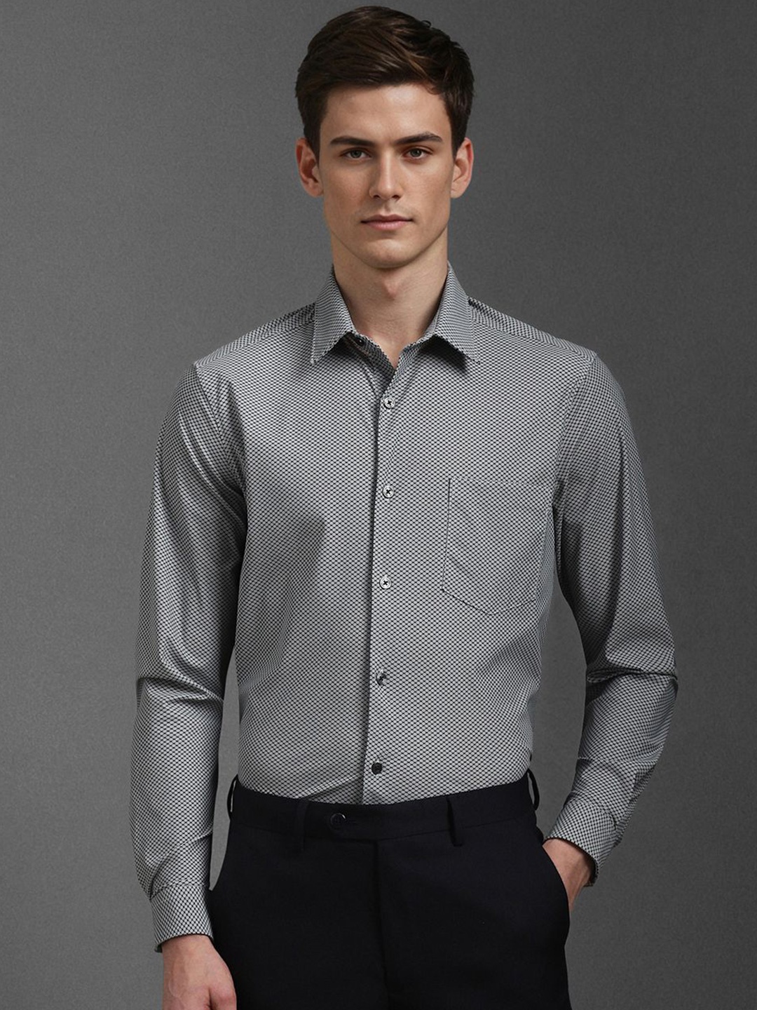 

Louis Philippe Men Slim Fit Printed Formal Shirt, Grey