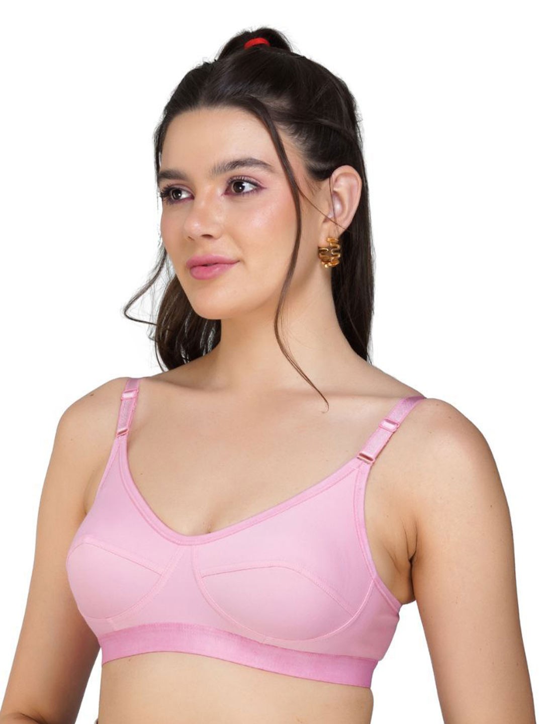 

Teenager Women Breathable Fabric Seamless Proper Fit All Day Comfort Everyday Bra, Pink