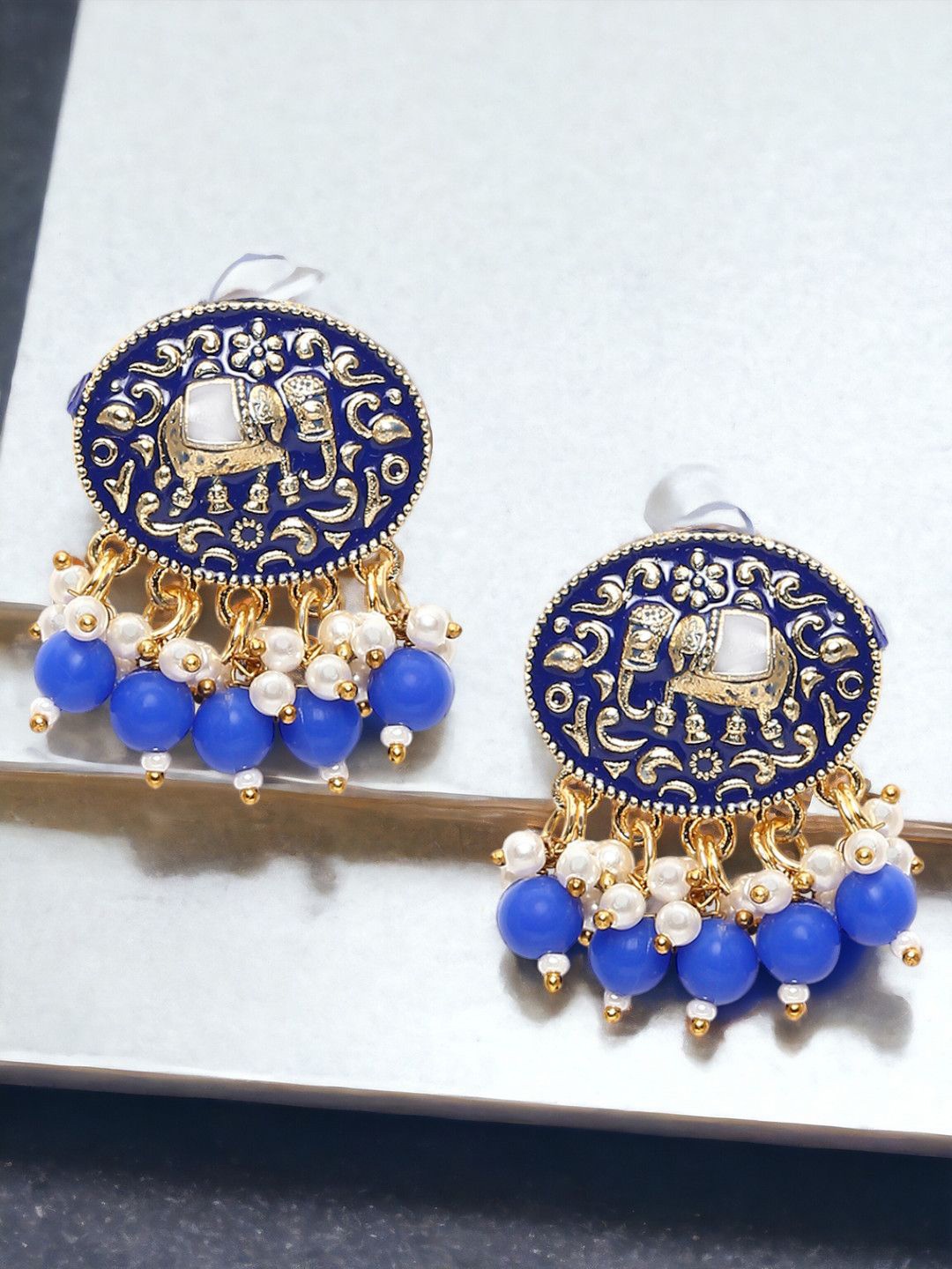 

Anouk Gold-Toned Beaded & Meenakari Animal Shaped Studs Earrings