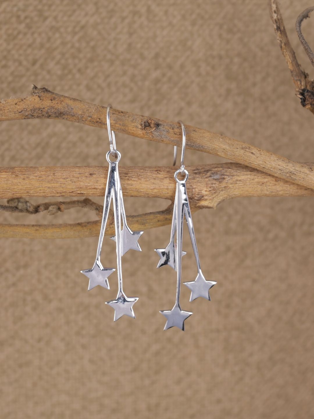 

Clara 925 Sterling Silver Rhodium-Plated Star Shaped Marley Star Drop Earrings