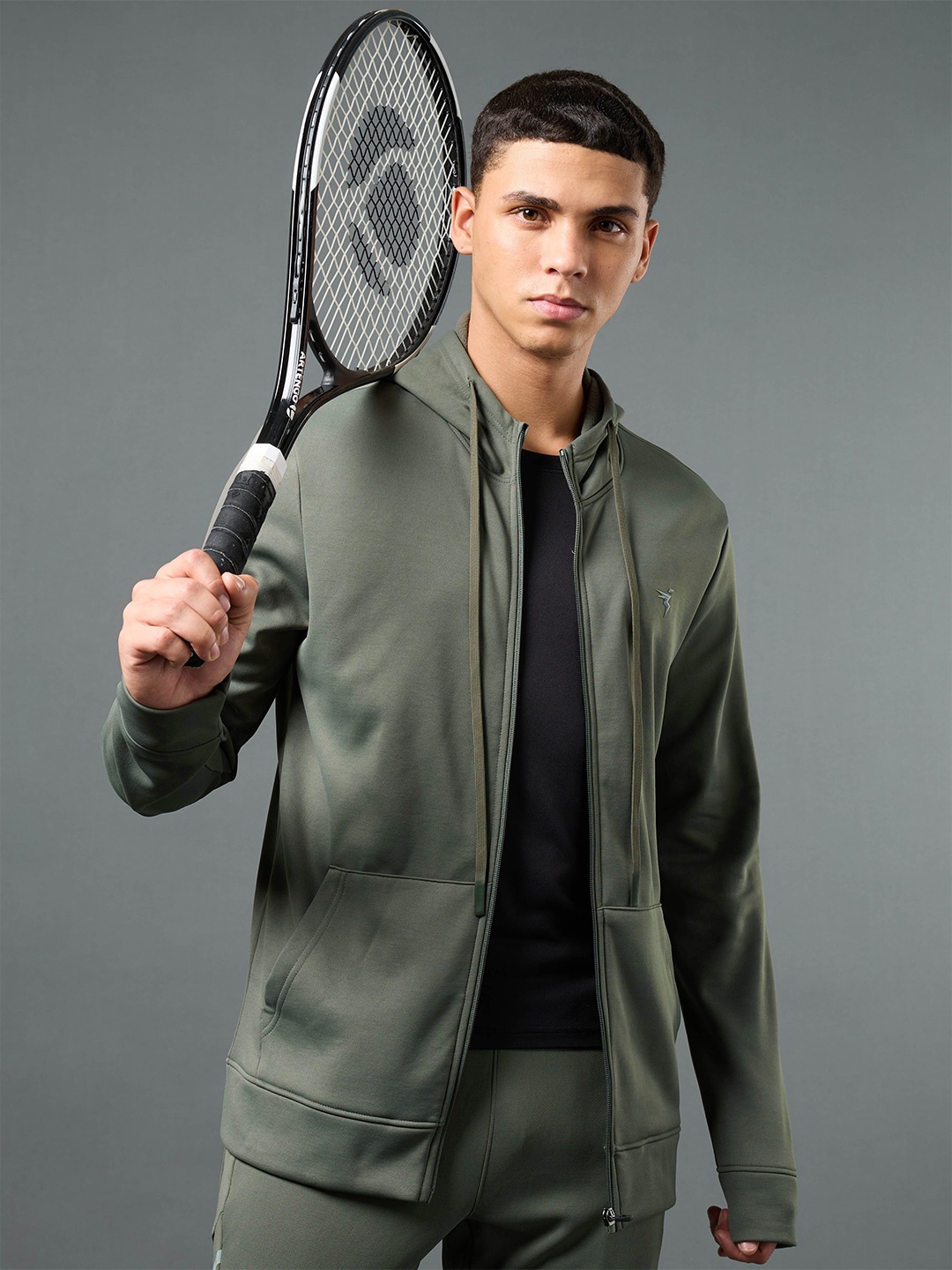 

Technosport Men Hooded Antimicrobial Sweatshirt, Olive