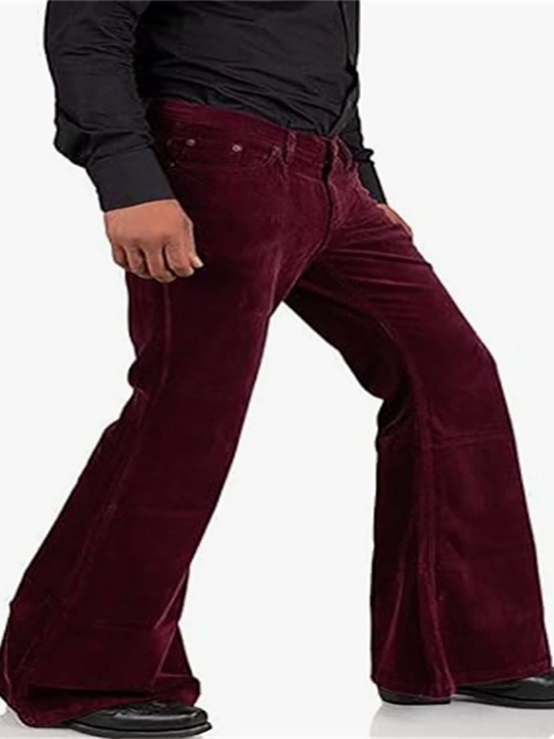 

StyleCast x Revolte Men Mid-Rise Loose Fit Easy Wash Bootcut Trousers, Maroon