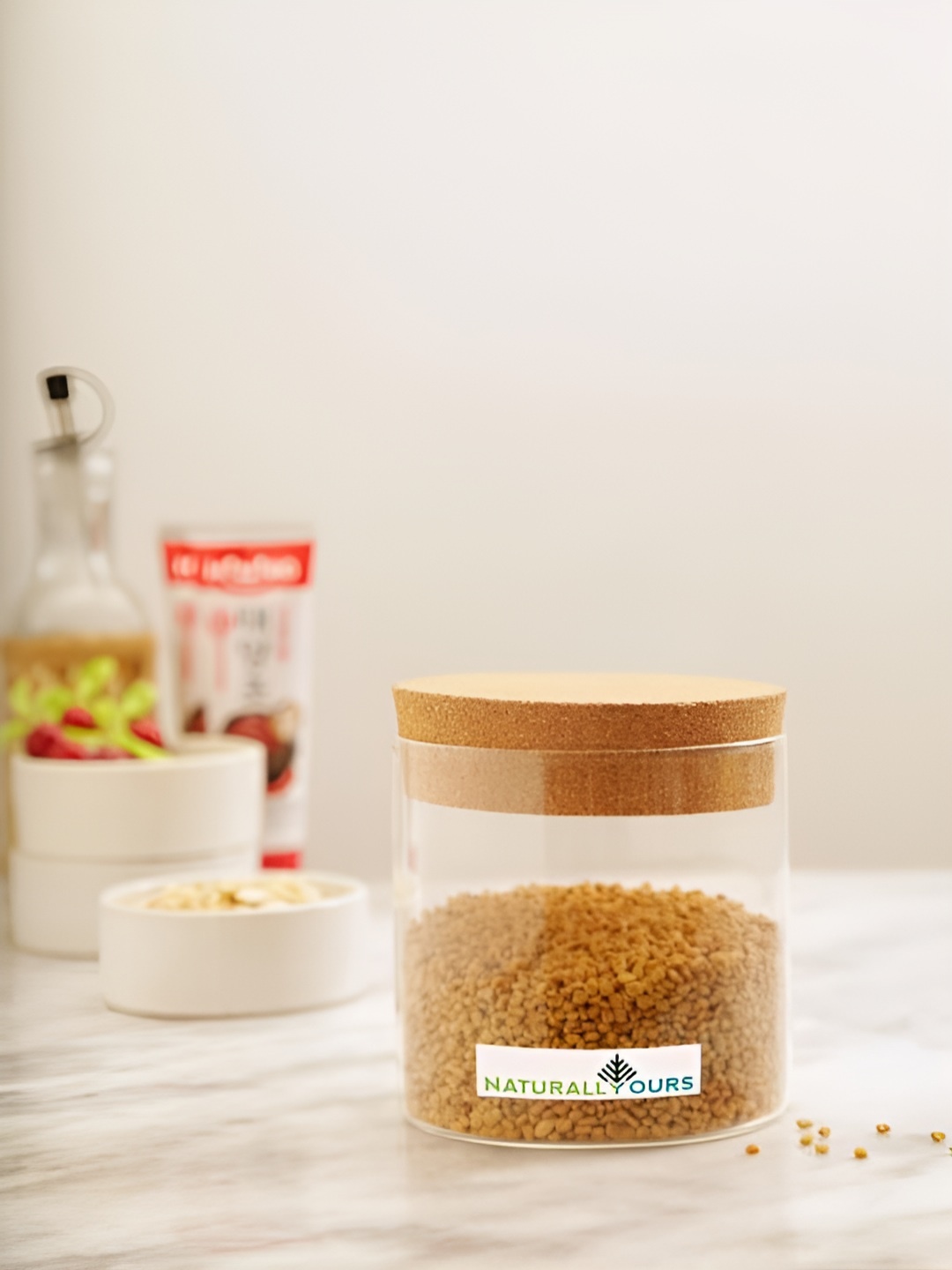 

Naturall Yours Transparent Glass Jar With Cork Lid