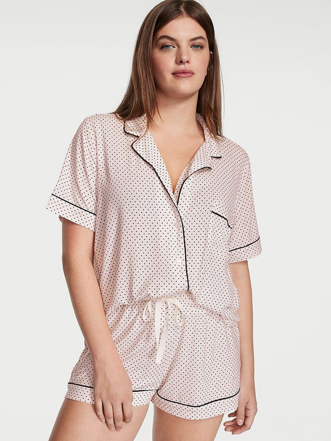 

Victoria's Secret Women Polka Dot Printed Night suit, White