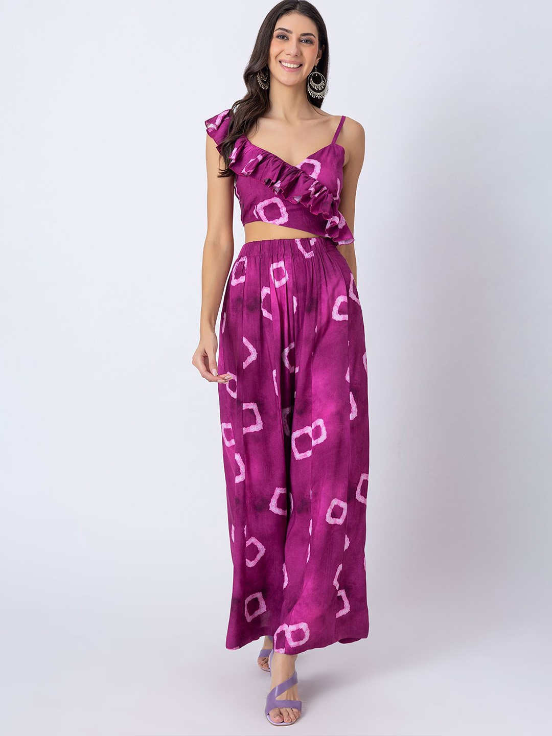 

Moomaya Women Printed Basic Jumpsuit, Magenta