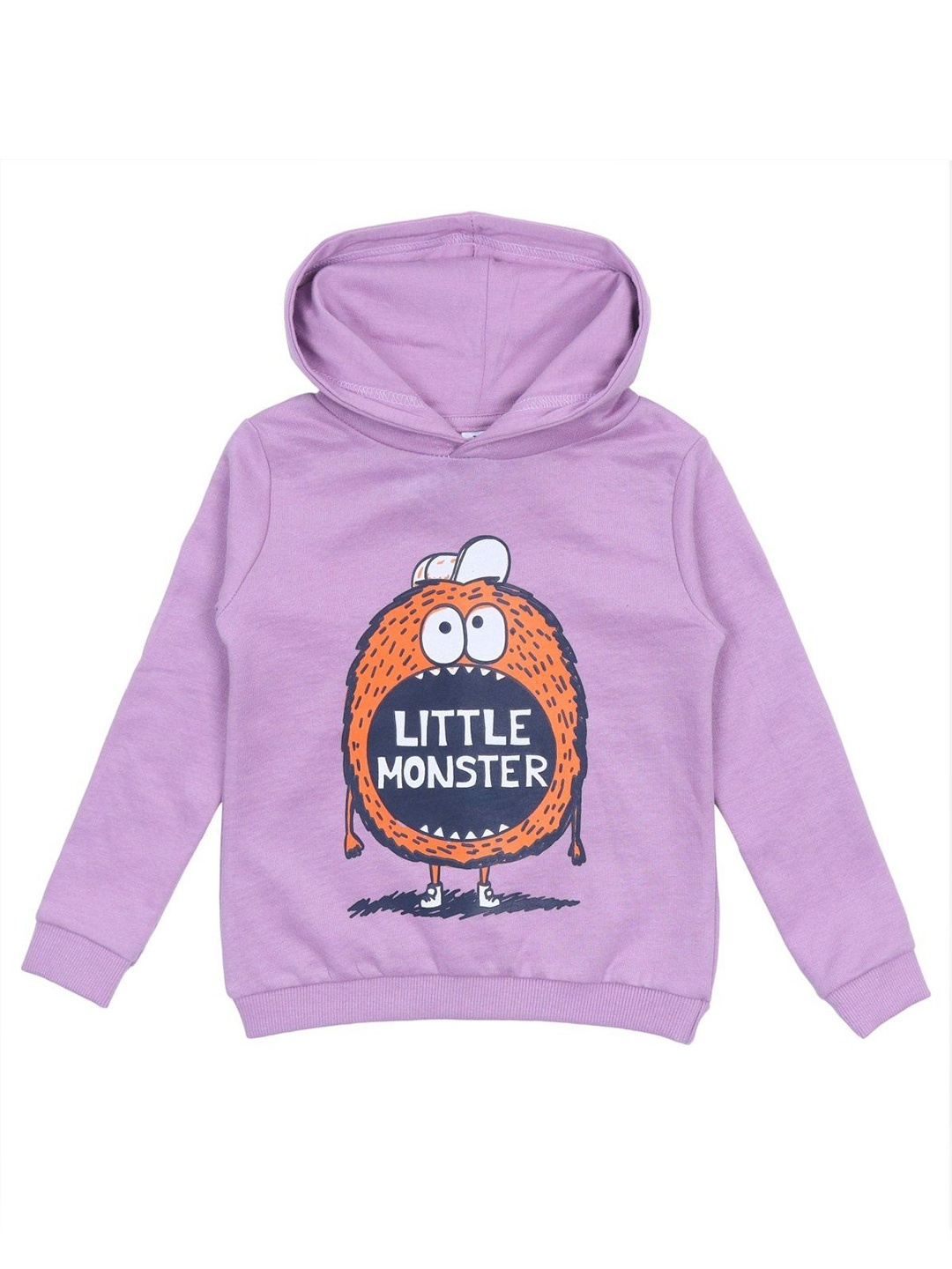 

The Mom Store Kids Cotton Printed Long Sleeves Hooded Pullover Sweatshirt, Purple