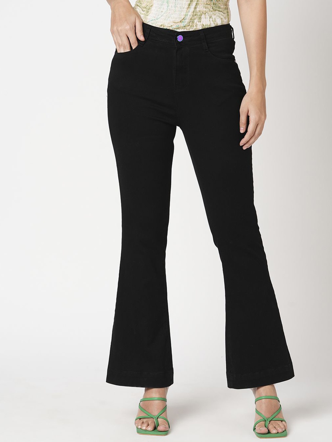 

Kraus Jeans Women Flared High-Rise Jeans, Black
