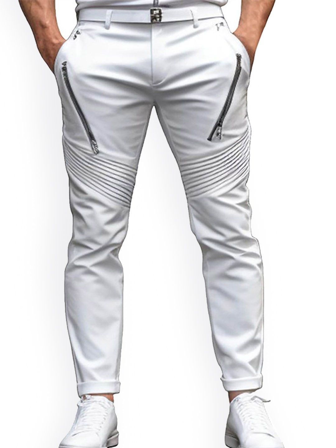 

StyleCast x Revolte Men Skinny Fit Mid-Rise Trousers, White