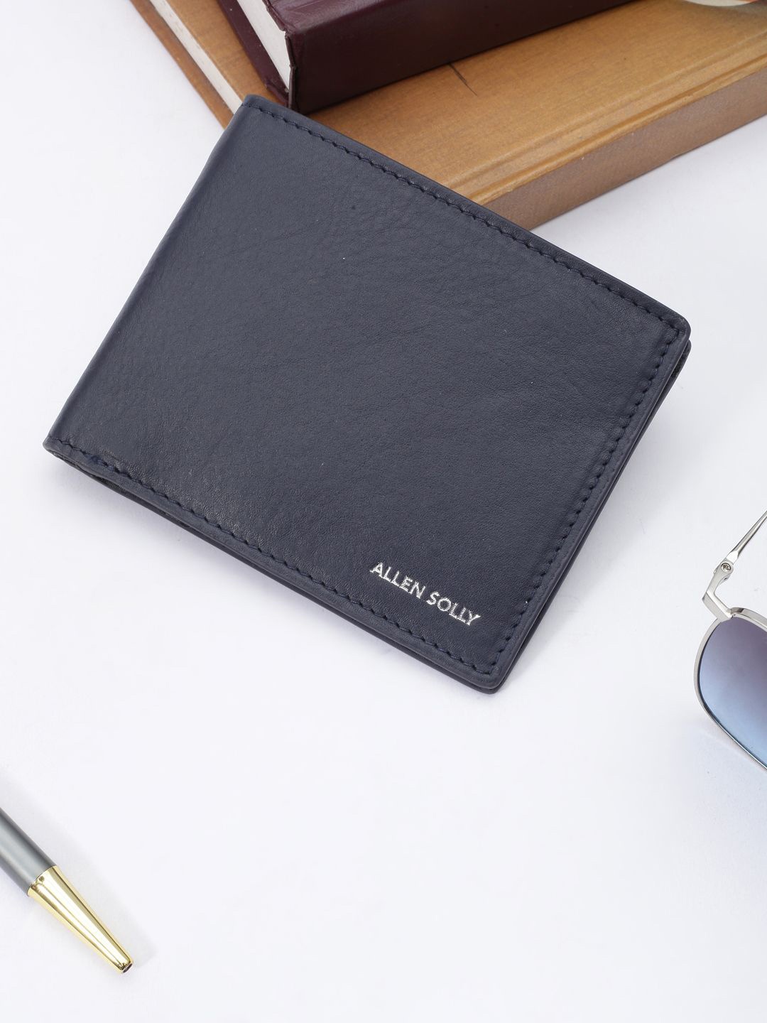 

Allen Solly Men Leather Two Fold Wallet, Navy blue
