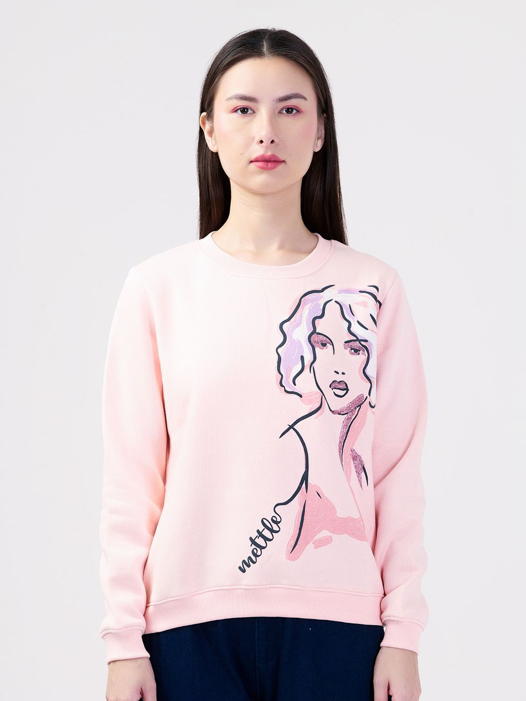 

Albion By CnM Women Graphic Printed Round Neck Sweatshirt, Pink