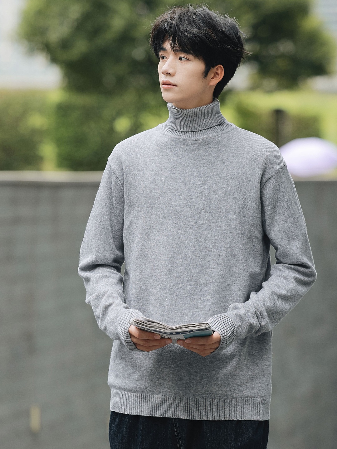 

StyleCast x Revolte Men Longline Pullover, Grey