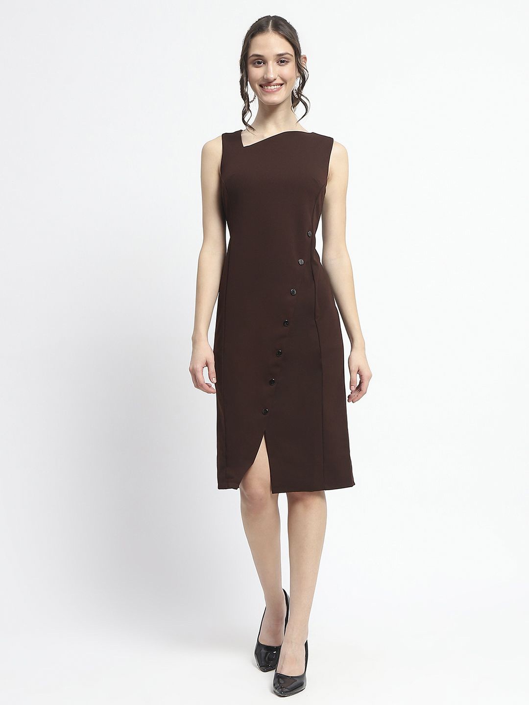 

Madame Women Sleeveless Sheath Dress, Brown