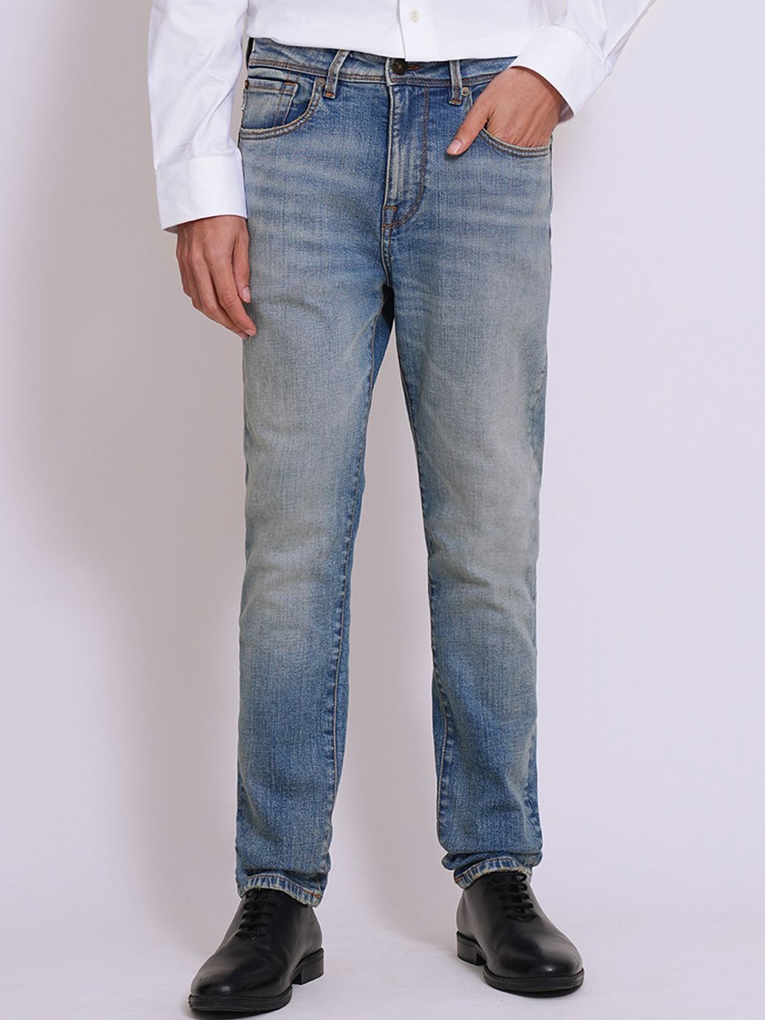 

SELECTED Men Cotton Straight Fit Light Fade Stretchable Jeans, Blue